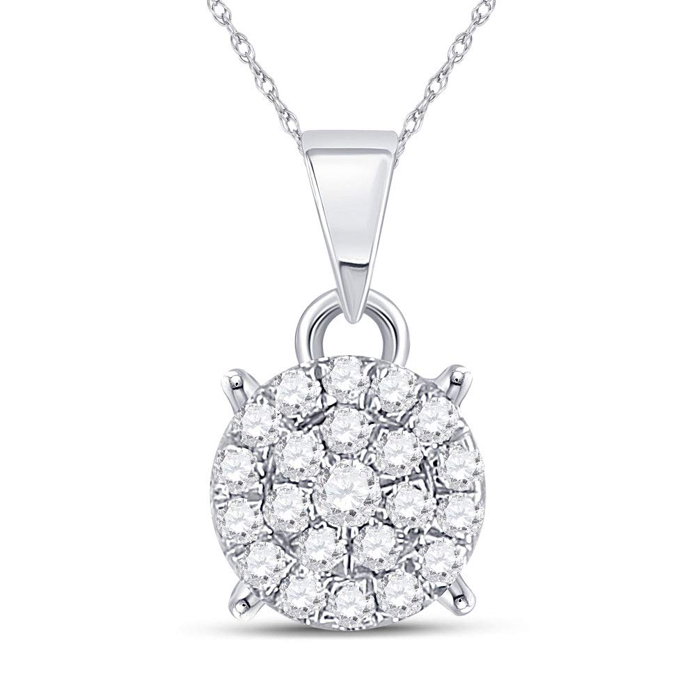 10K White Gold Women's Round Diamond Cluster Pendant Necklace - 1/6 CTTW Elegant Jewelry Gift for Her - Perfect for Anniversaries, Birthdays & Special Occasions
