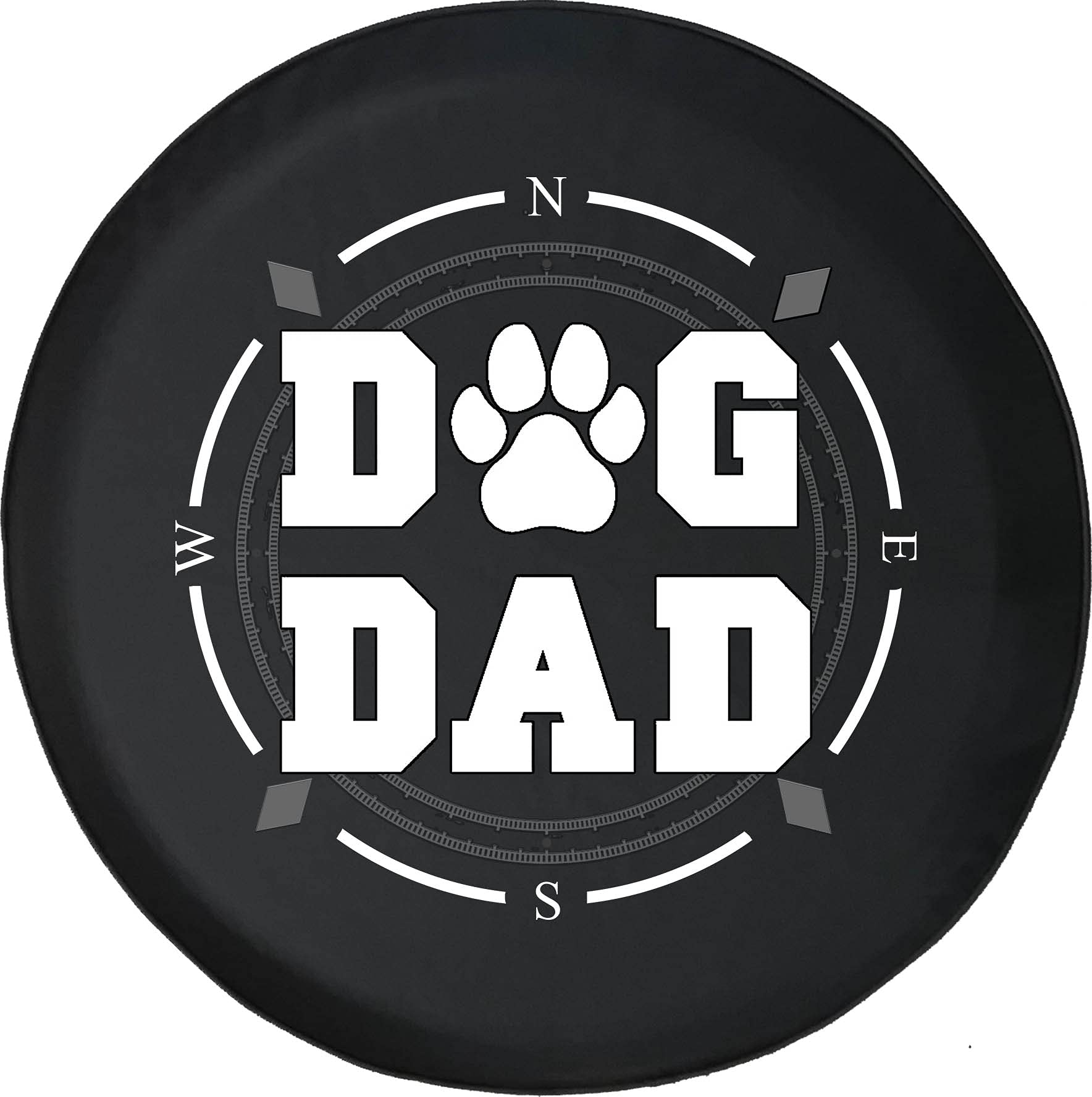 American Unlimited Spare Tire Cover with Compass & Dog Paw Print Design - Universal Fit for SUV, Trailer, RV & Most Vehicles - Perfect for Road Trips & Outdoor Adventures