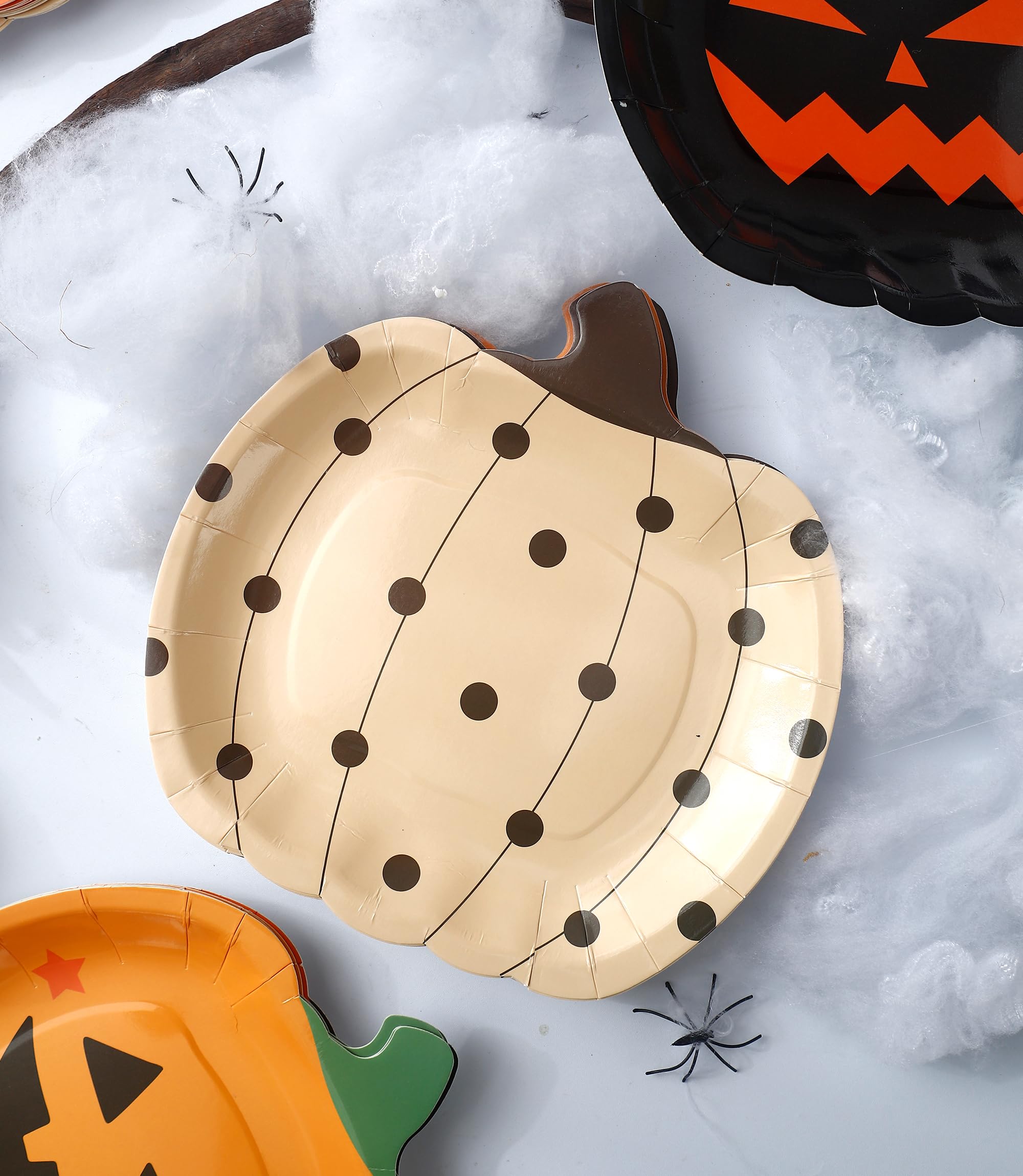 Halloween Paper Plates 48 Pack - Pumpkin Design Disposable Plates for Halloween Party Decorations, Tableware & Party Supplies - Perfect for Halloween Parties, Trick or Treat, and Fall Celebrations