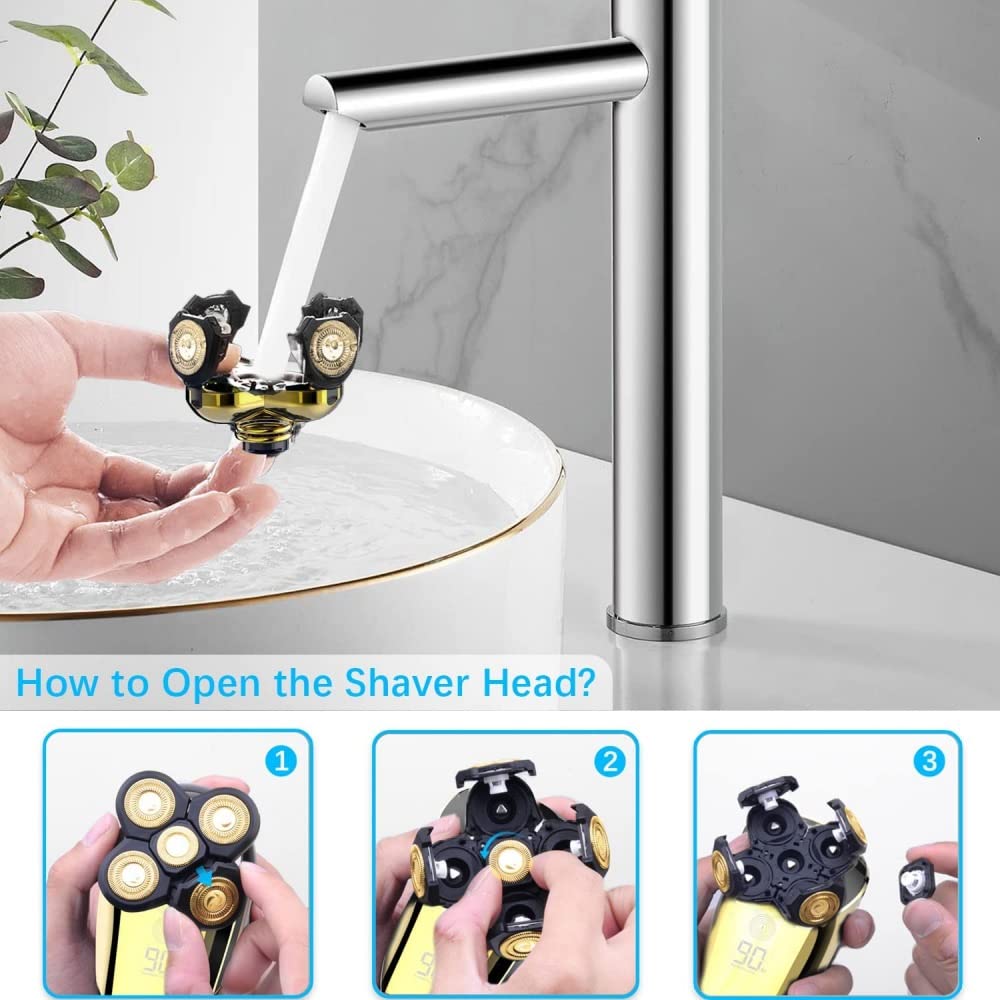 5-in-1 Electric Razor for Men - Waterproof Head Shaver & Beard Trimmer Kit for Bald Men - Perfect for Travel, Home & Gym Use