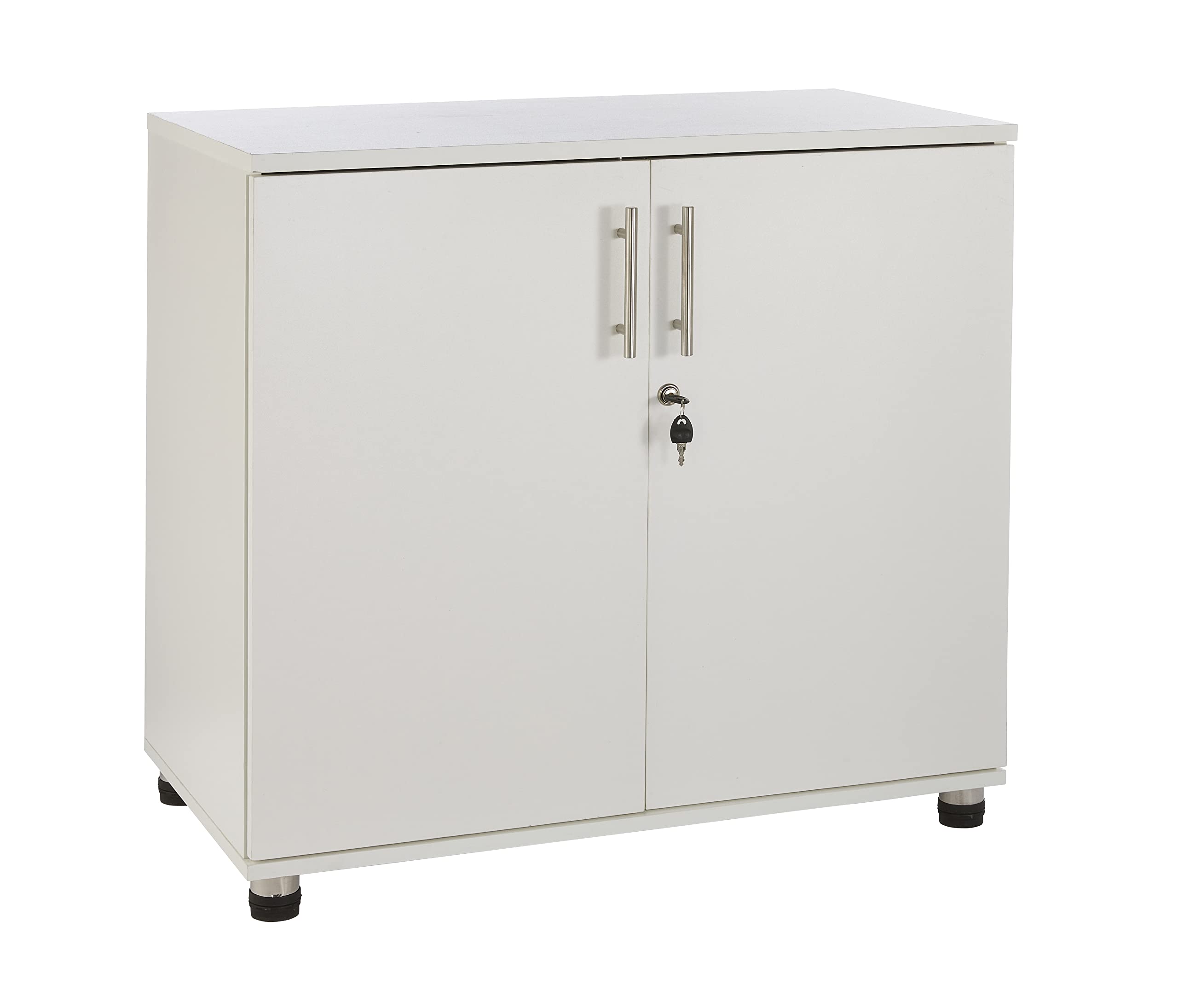 2-Door Locking Office Storage Cabinet - Wooden File Organizer Cupboard with Adjustable Shelves - Free Standing Bookcase & Desk Extension - Perfect for Home Office, Study Room & Workspace Organization