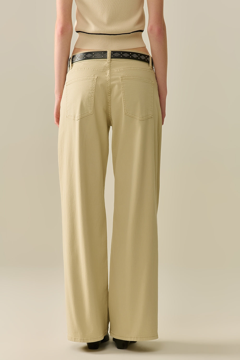 Straight Leg Wide Pants for Women - High Waist Beige Trousers - Casual & Office Wear - Perfect for Work, Travel, and Everyday Outfits