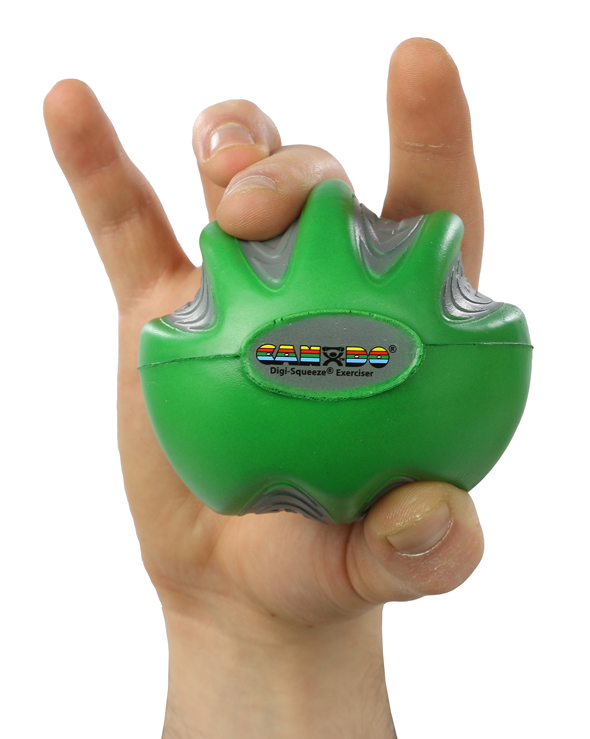 CanDo Digi-Squeeze Hand Exerciser - Large Green Medium Resistance Grip Strengthener for Rehabilitation, Arthritis & Fitness Training - Perfect for Physical Therapy, Office Stress Relief & Musician Finger Exercises