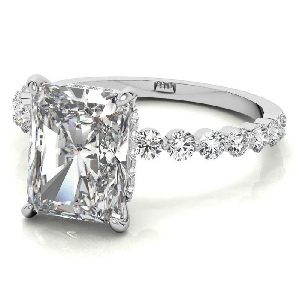 4 CT Emerald Cut Moissanite Engagement Ring - Vintage Wedding Eternity Band with 4-Prong Solitaire Setting in Sterling Silver - Anniversary Promise Ring Gift for Women - Perfect for Proposals, Weddings & Special Occasions