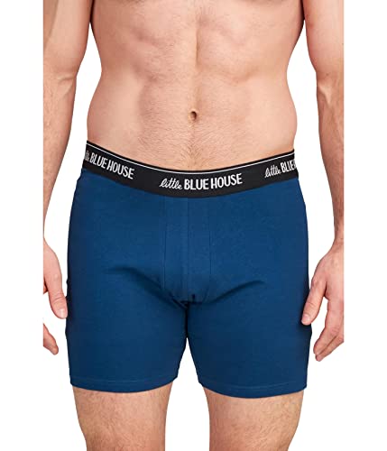 Little Blue House by Hatley Men's Joke Boxers - Funny Novelty Underwear for Men - Perfect Gift for Birthdays & Holidays - Comfortable Cotton Boxer Shorts for Everyday Wear