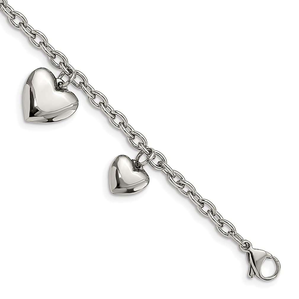 ICE CARATS 8 Inch Stainless Steel Heart Bracelet for Women - Elegant Love Jewelry Gift for Her, Perfect for Anniversaries, Valentine's Day & Romantic Occasions