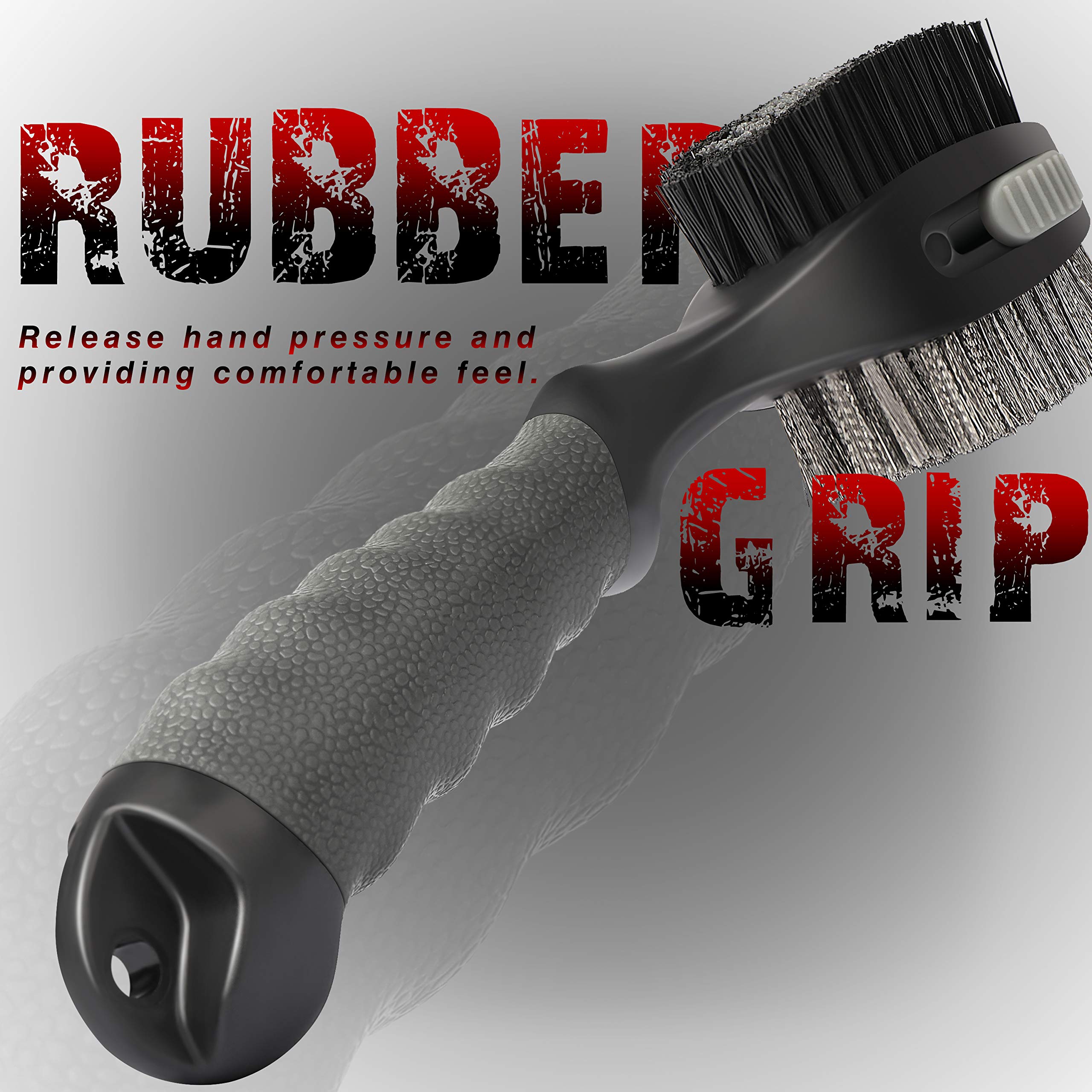 Champkey PRO Retractable Golf Club Brush - Oversized Brush Head with Soft Rubber Grip & Retractable Groove Cleaner | Golf Accessories for Club Cleaning, Golf Course Maintenance, Practice Range Equipment