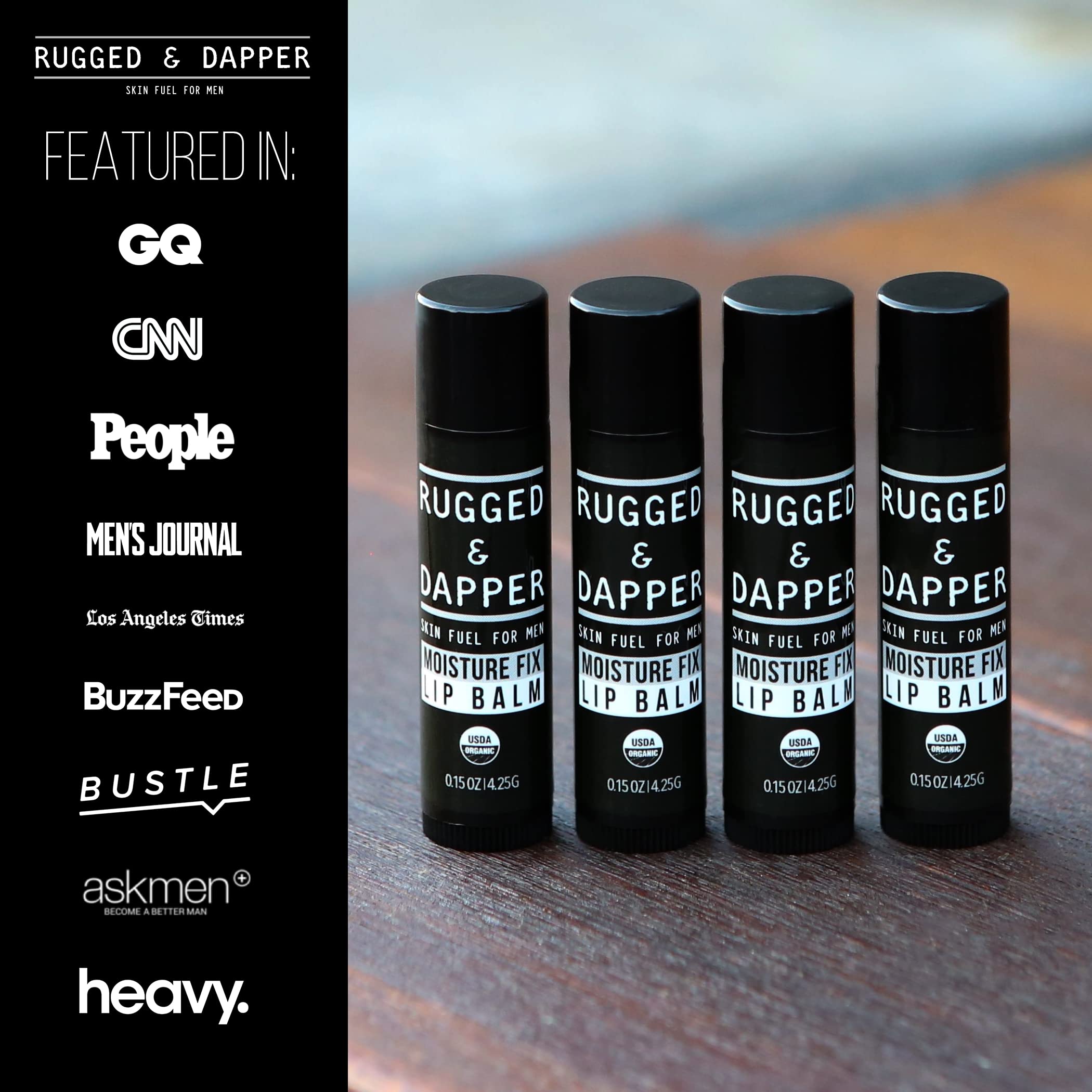 RUGGED & DAPPER Men's Grooming Kit - Lip Balm, Cologne & Face Cream Set for Dry Skin Care | Perfect Gift for Him, Travel & Daily Use