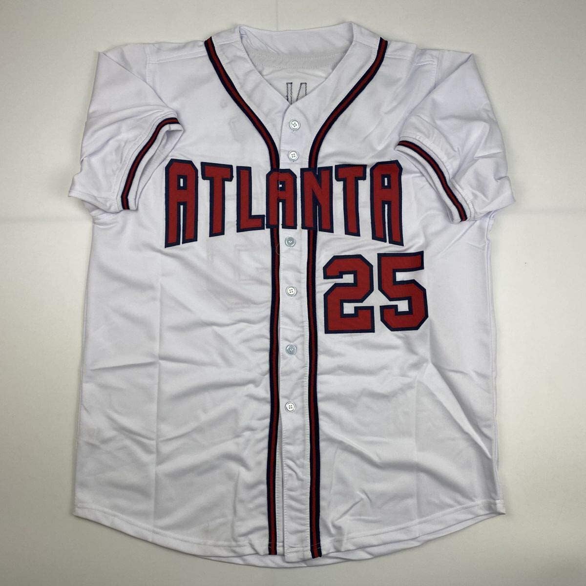 Authentic Autographed Andruw Jones Atlanta Braves White Baseball Jersey with JSA COA - Perfect for Collectors, Fans, and Sports Memorabilia Displays