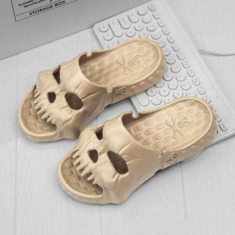 Spooky Halloween Skull Slides for Adults - Comfortable Gothic Slippers for Costume Parties, Haunted Houses & Halloween Decor
