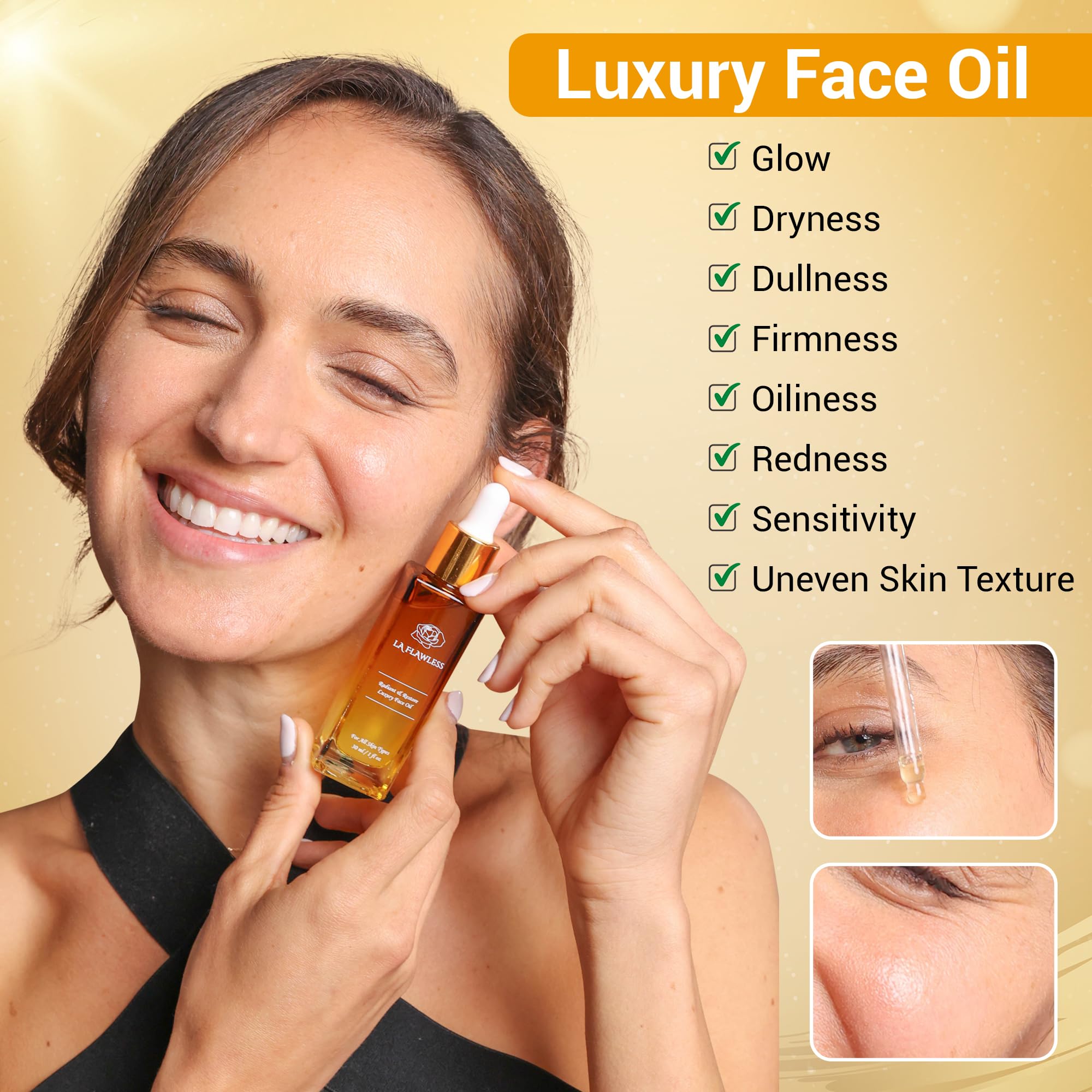 Radiant & Restore Organic Luxury Face Oil - Lightweight Moisturizing Oil for Dry Skin, Anti-Aging, Hydration & Even Skin Tone - Perfect for Night Routine & Daily Skincare Regimen