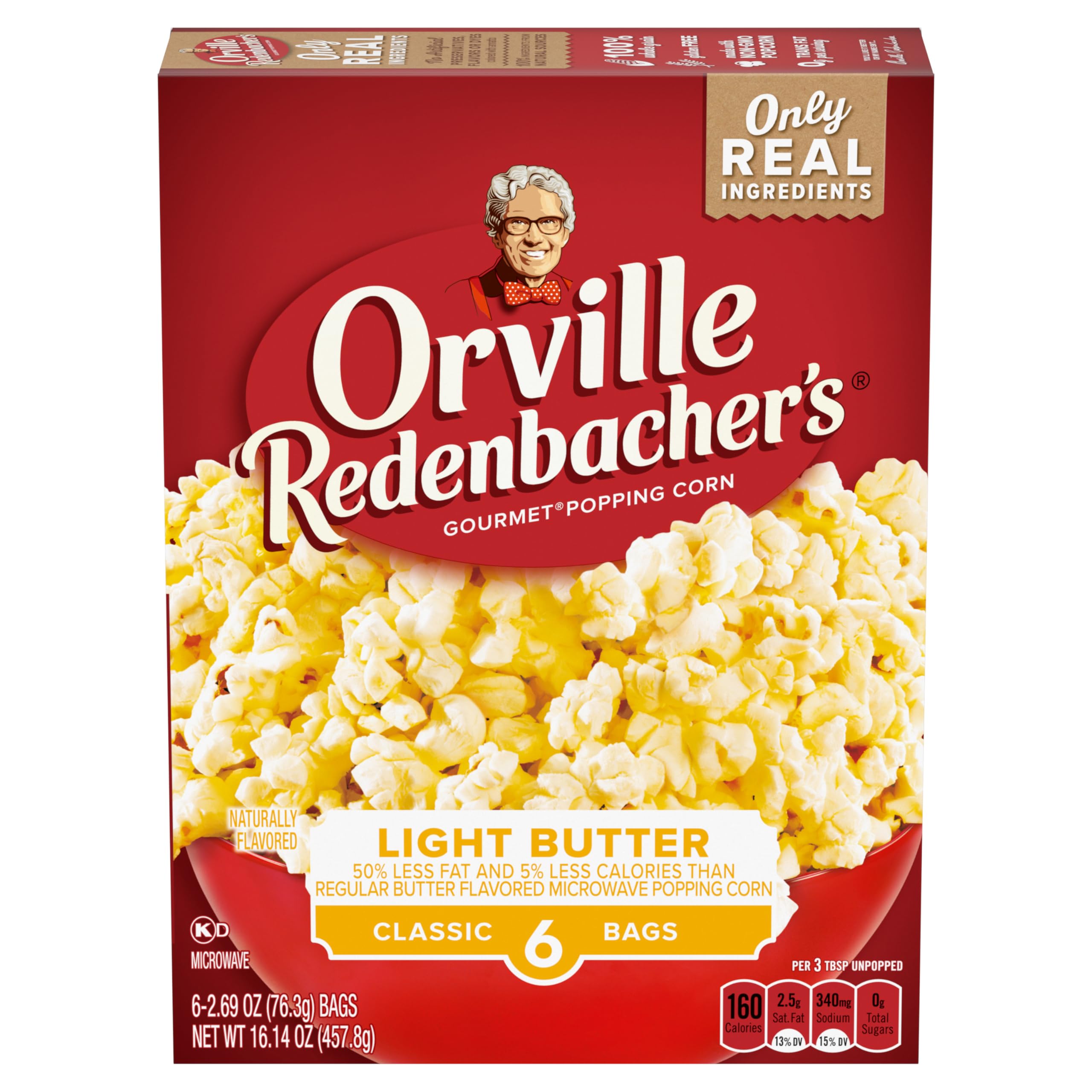 Orville Redenbacher's Light Butter Microwave Popcorn - 6 Pack (2.69 oz Each) | Perfect for Movie Nights, Snack Time & Office Breaks