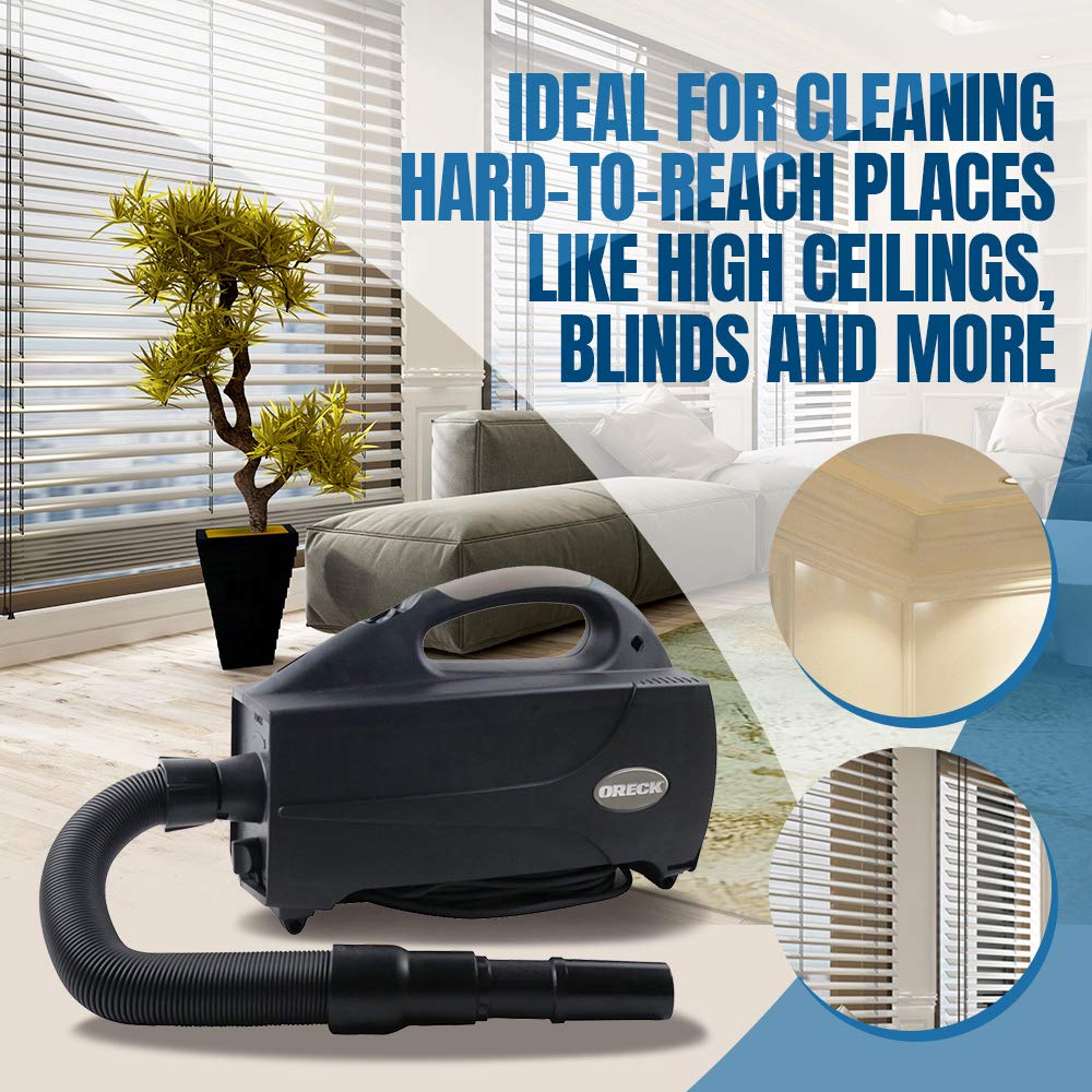 Oreck Compact Canister Vacuum Cleaner - Powerful Lightweight Handheld Vacuum for Carpets & Hard Floors | Corded Home Vacuum with Versatile Attachments | Perfect for Cars, Stairs & Pet Hair Cleaning