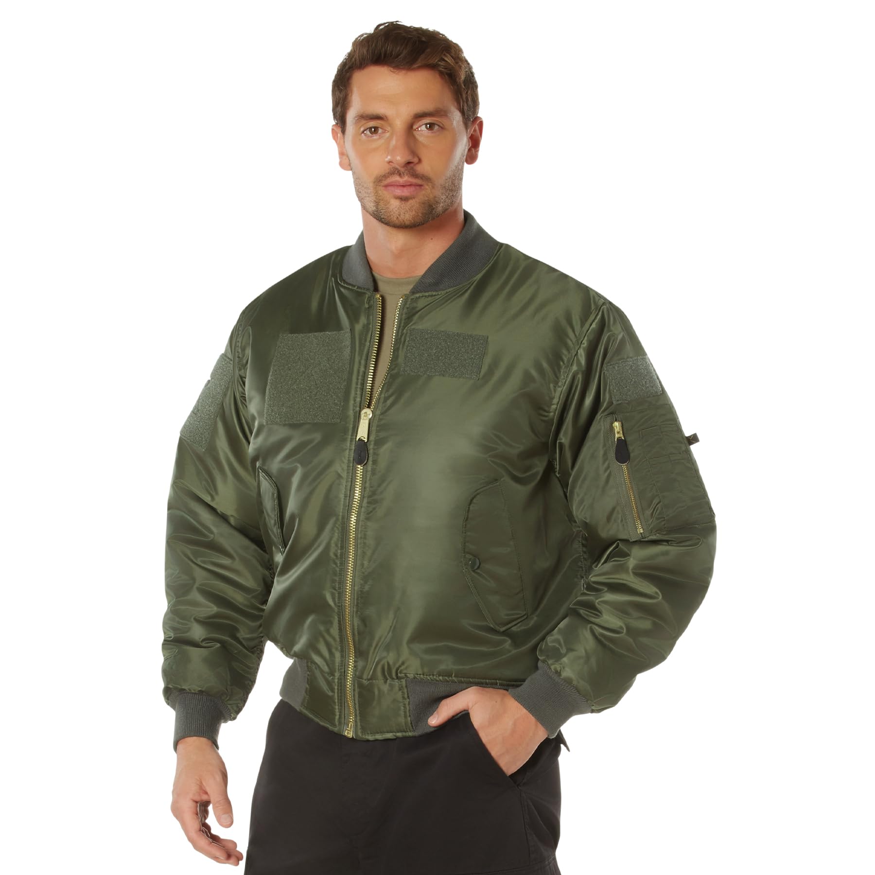 Rothco Classic Cold Weather Bomber Flight Jacket with Included Morale Patches - Warm Aviator Jacket for Men & Women - Perfect for Winter Outdoor Activities, Military Reenactments & Casual Wear
