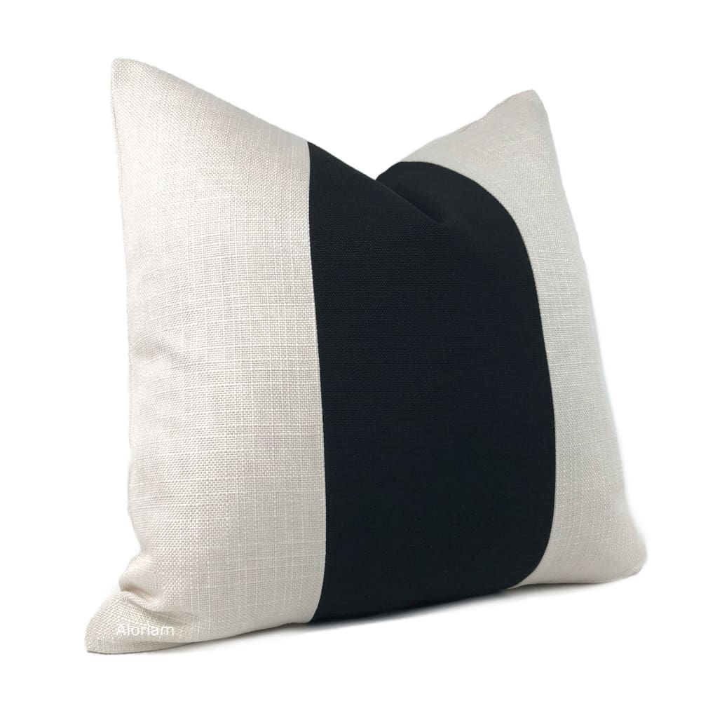 Premium Hudson Black & Creamy White Wide Panel Stripe Pillow Cover - Soft Decorative Throw Pillow Case for Sofa, Bed, Couch & Home Decor