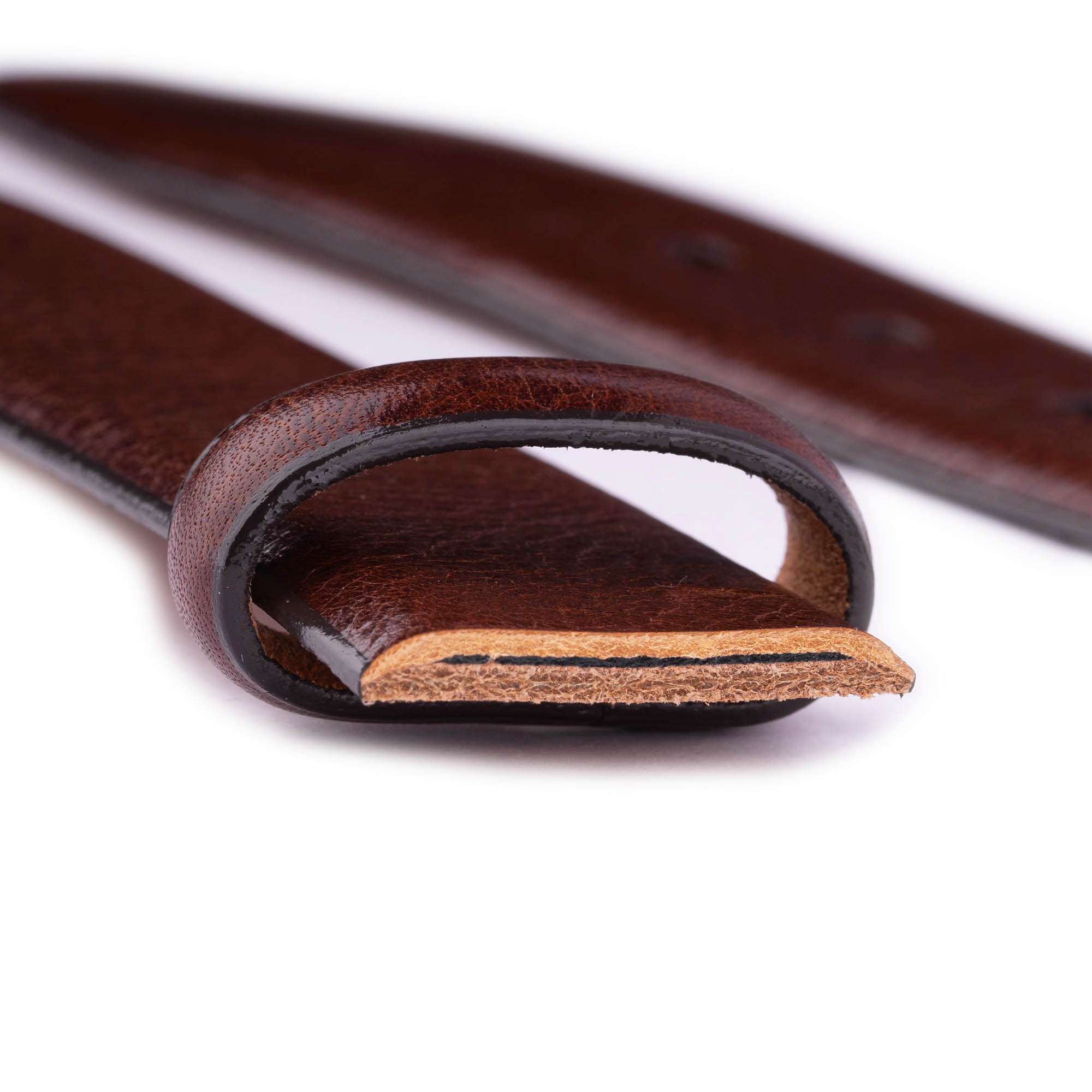 Genuine Cognac Leather Belt Strap for Men - Dunhill Buckle Replacement - Premium Dress Belt for Business & Formal Occasions