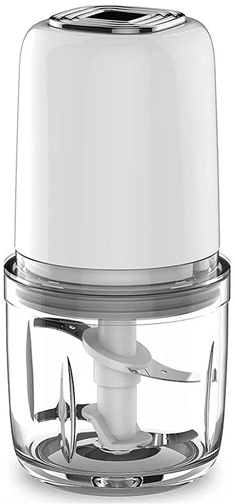 XUERUIGANG Electric Mini Food Chopper - Portable USB Rechargeable Garlic Press & Blender, Powerful Small Food Processor for Kitchen, Camping, Travel - White (Ideal for Chopping Herbs, Nuts, Baby Food & Meal Prep)