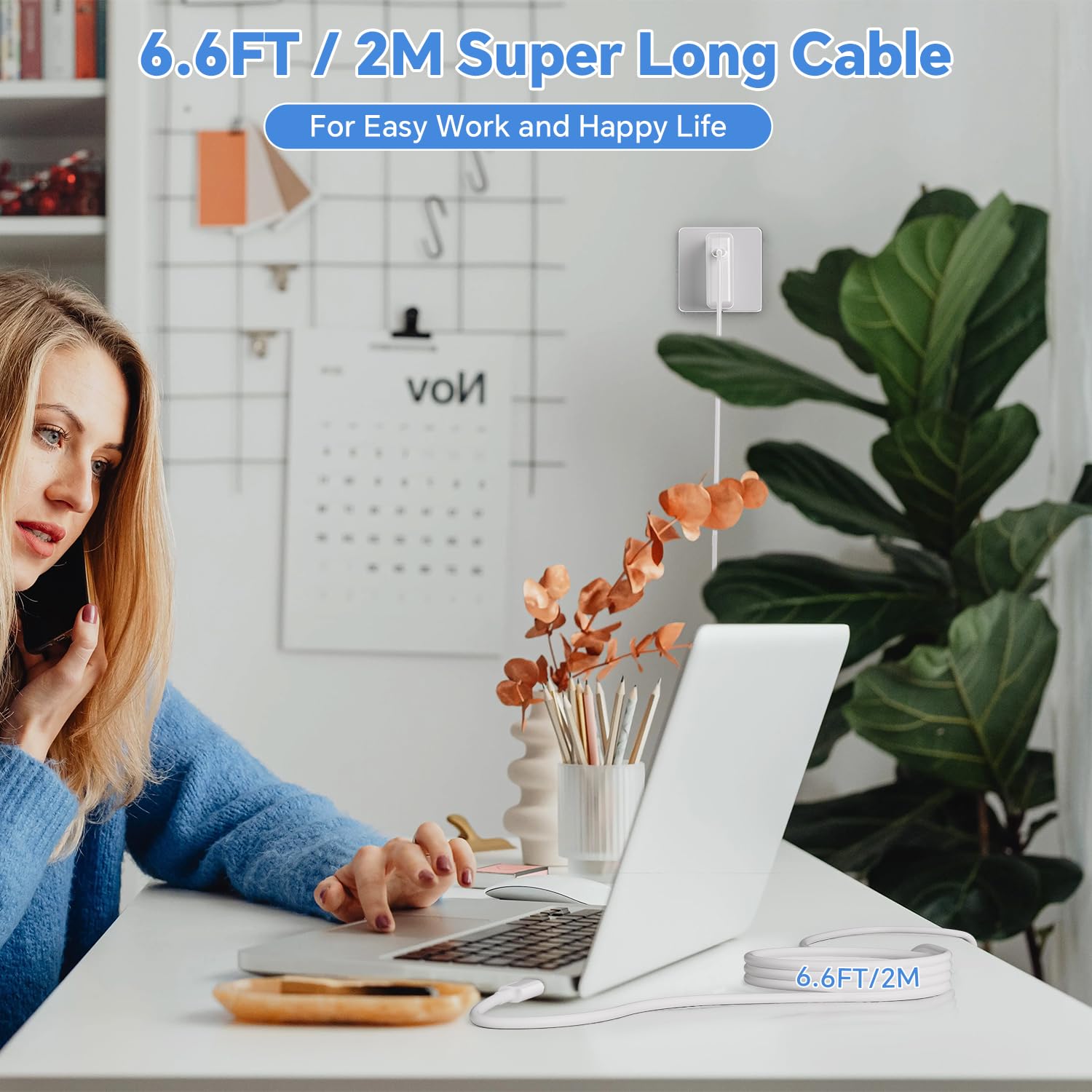 67W USB C Fast Charger for MacBook Pro & Air, iPad Pro, Samsung Galaxy - 6.6ft USB-C to C Cable Included - Perfect for Home, Office & Travel Charging