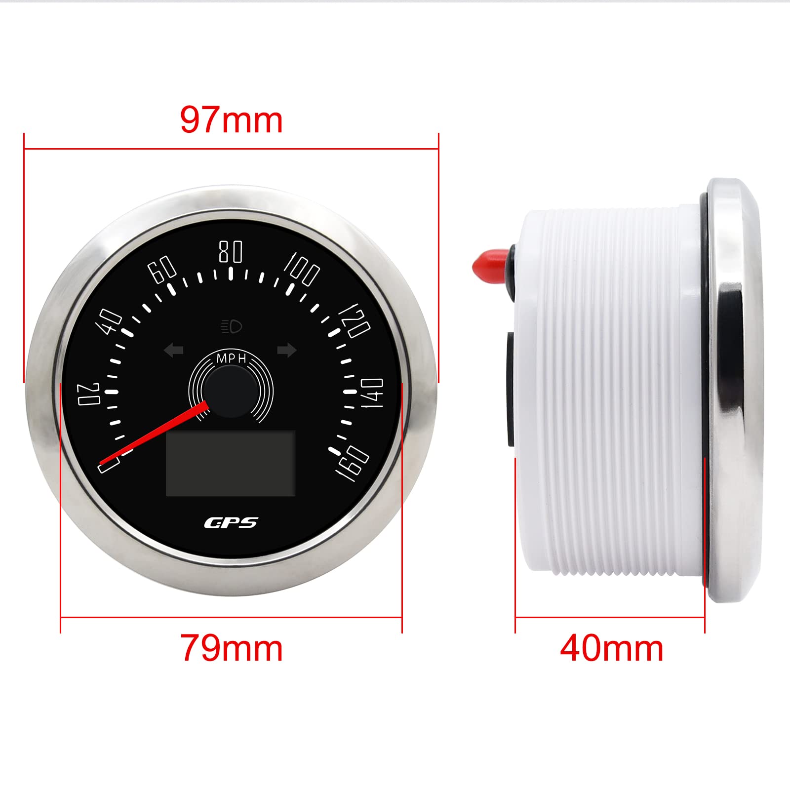 85mm 0-160MPH GPS Speedometer Gauge with ODO, COG & Trip - Universal for Motorcycle, Car, Boat, Truck (9-32V) - Perfect for Racing, Off-Road & Marine Navigation