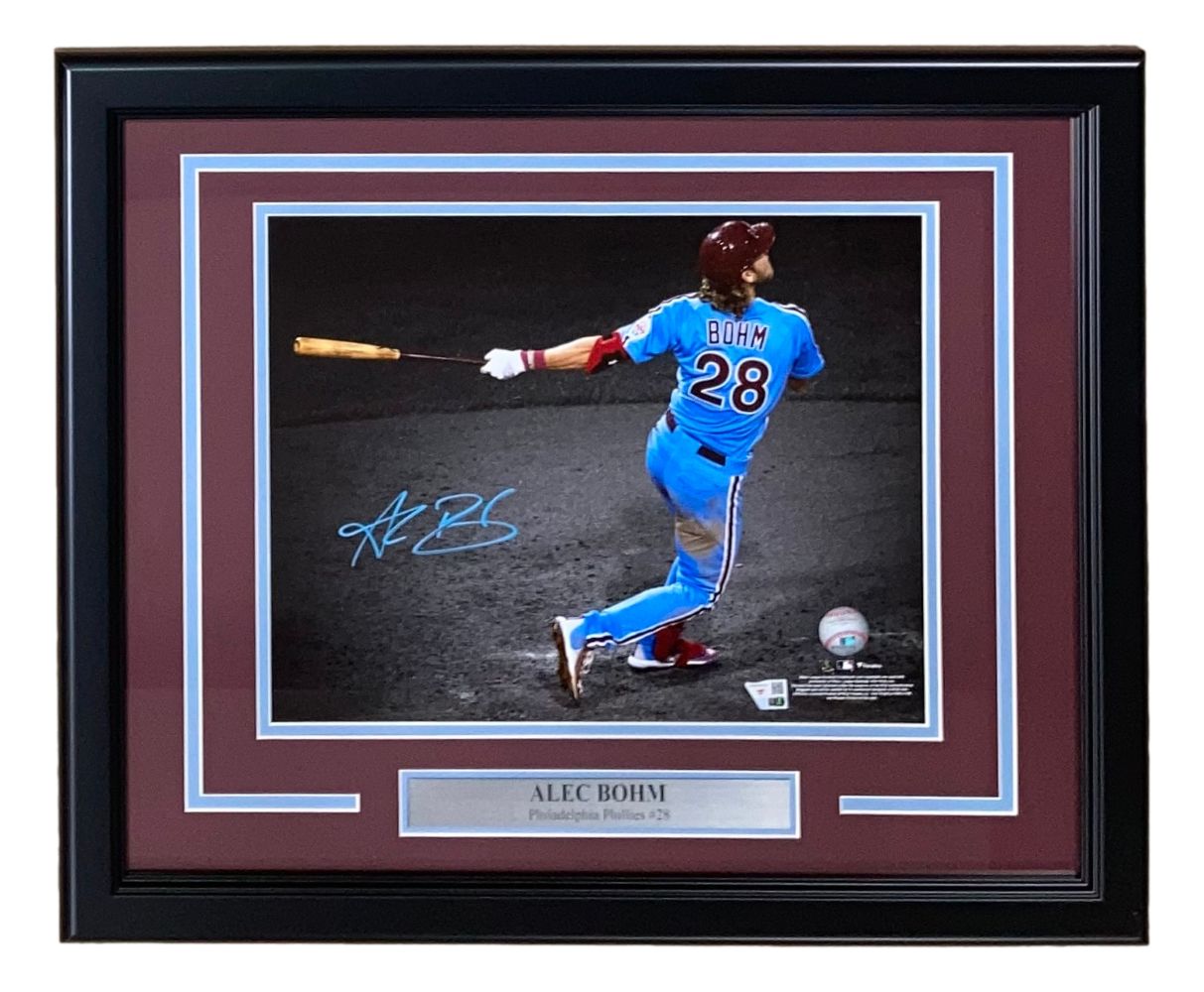 Alec Bohm Autographed 11x14 Framed Philadelphia Phillies Photo - Certified Fanatics Memorabilia - Perfect for Sports Collectors, Man Cave Decor, and Phillies Fans Gifts