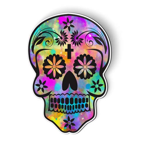 Colorful Sugar Skull Magnet - 3 Inch Decorative Fridge & Locker Accessory for Cars, Offices & Home Decor