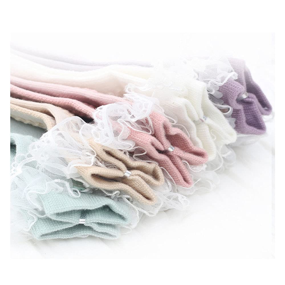 Baby Girls' Eyelet Ruffle Ankle Socks with Bow - Princess Lace Dress Socks for Toddlers & Newborns - Perfect for Parties, Photos & Special Occasions