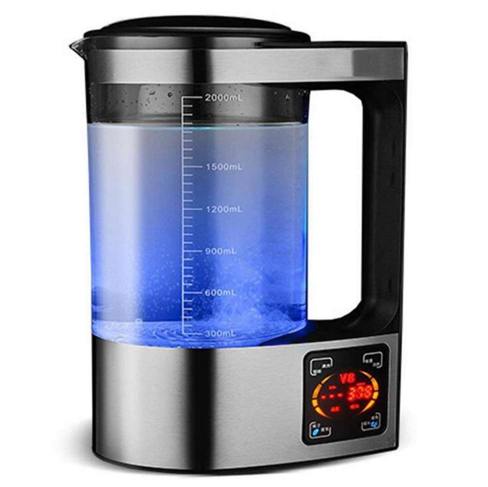 KUANDARM 2L Large Capacity Hydrogen Water Bottle with LED Display - Portable Alkaline Water Ionizer & Filter for Hydrogen-Rich Water - Perfect for Travel, Gym, and Home Use