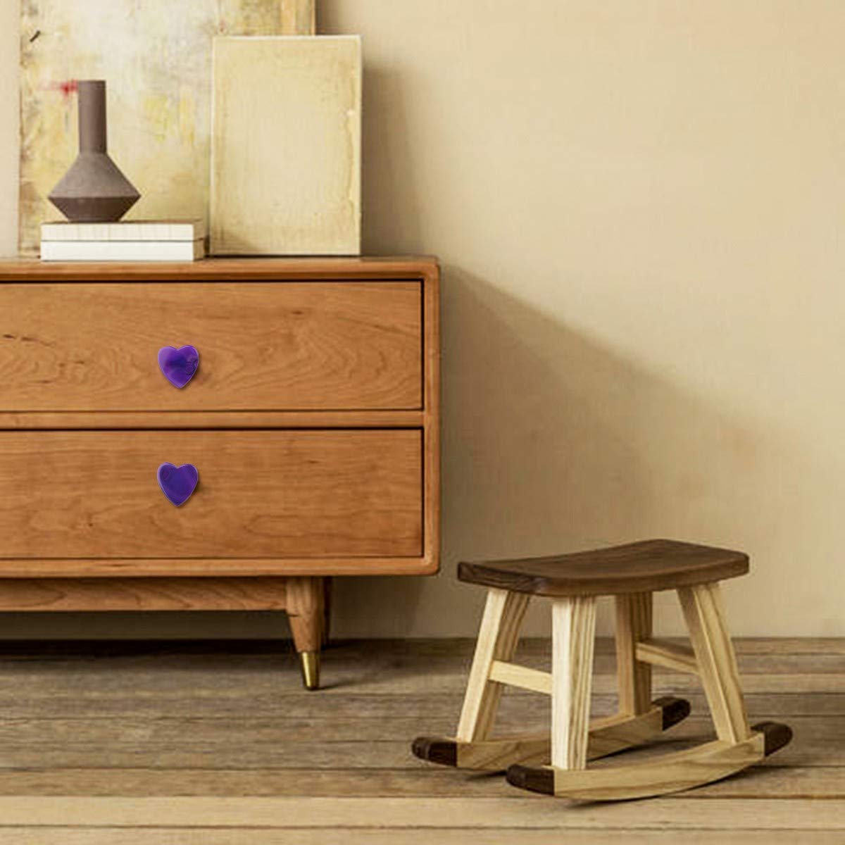 Purple Agate Knob Drawer Pulls - Heart Shape for Dresser & Wardrobe (2 PCS) - Elegant Home Decor