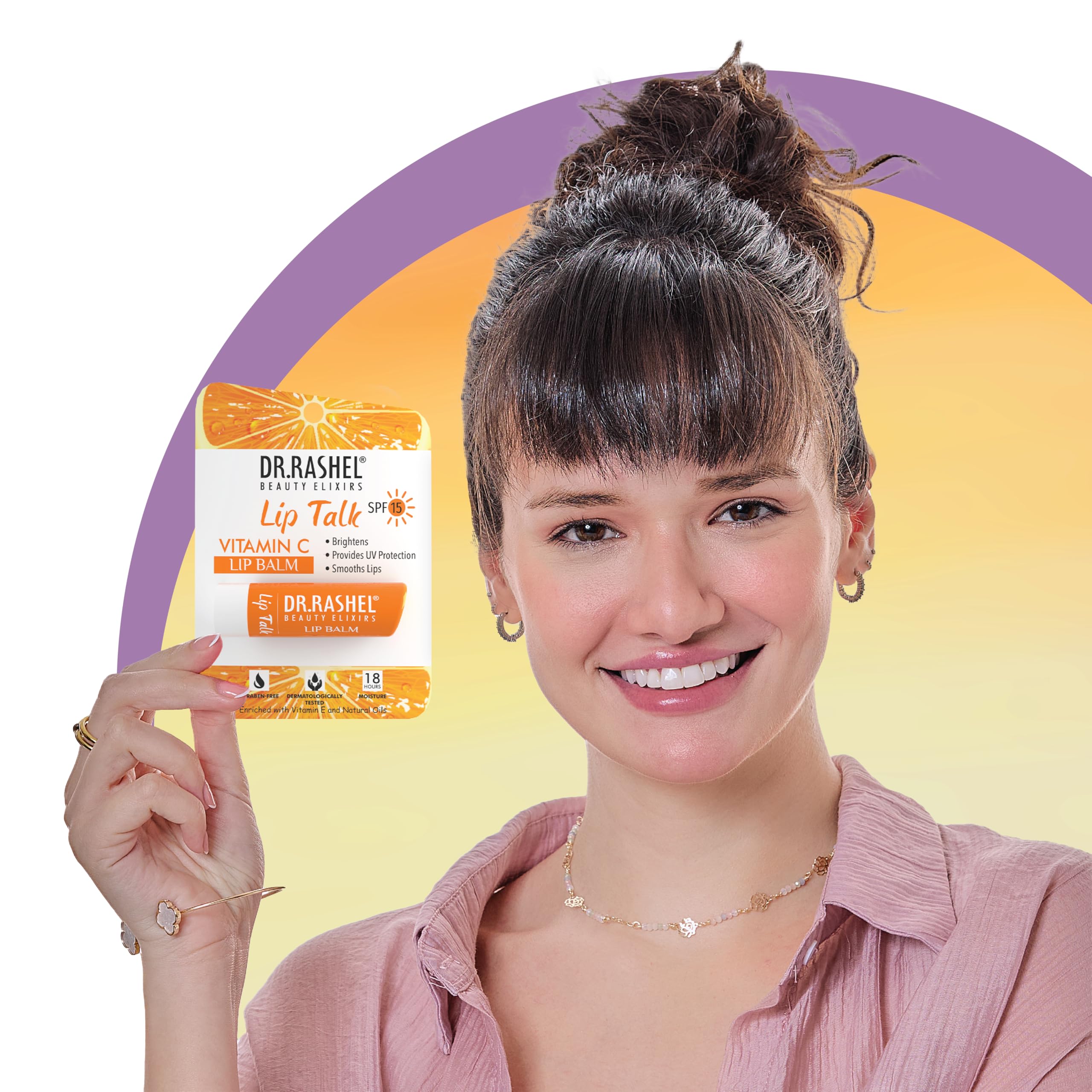 Dr. Rashel Vitamin C & E Enriched Tinted Lip Balm - 4.5g Hydrating Lip Moisturizer with Natural Oils for Dry, Chapped Lips | SPF UV Protection | Perfect for Daily Use, Outdoor Activities & Winter Lip Care