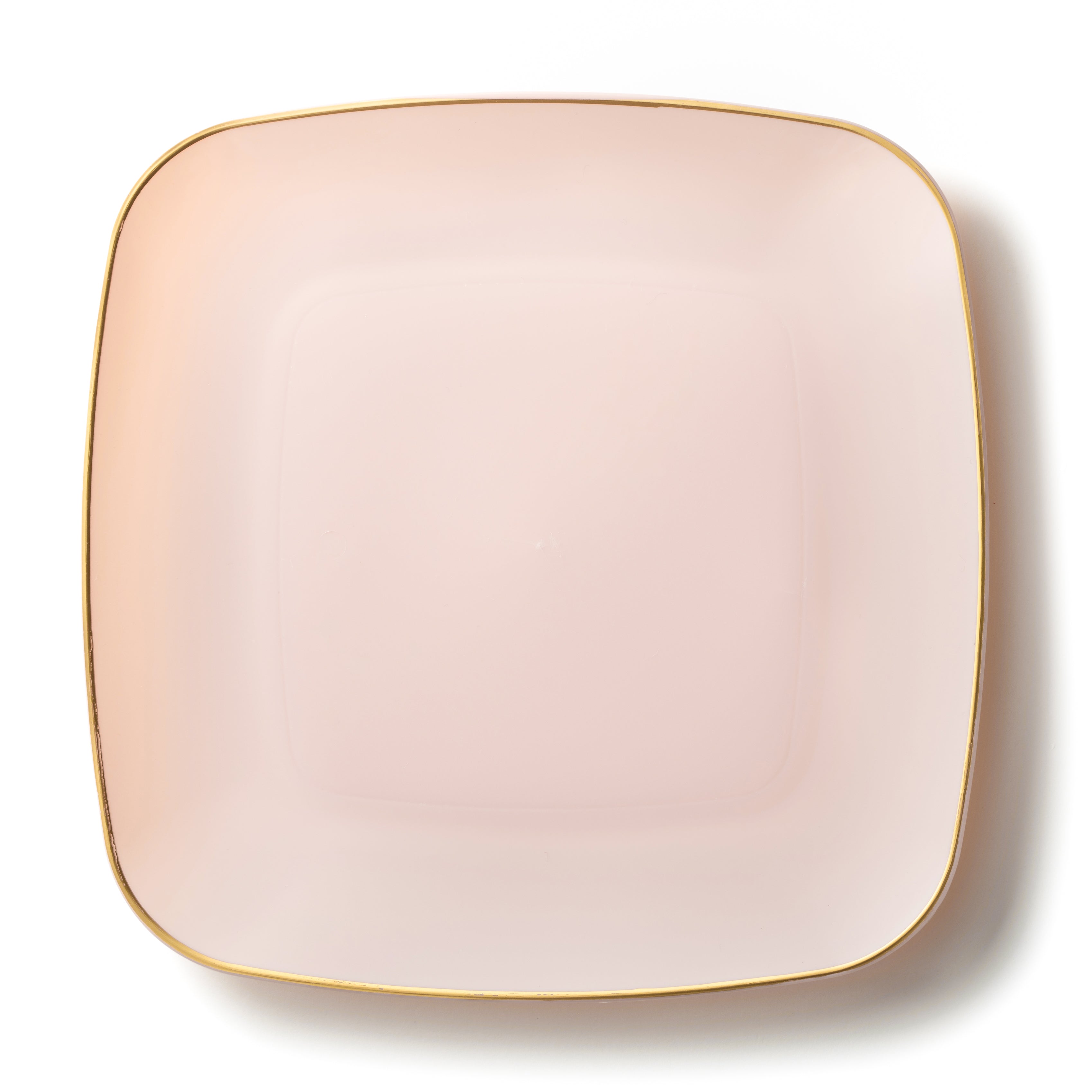 10-Pack Pink and Gold Rim Square Plastic Plates - Elegant Disposable Dinnerware for Parties, Picnics & Special Occasions