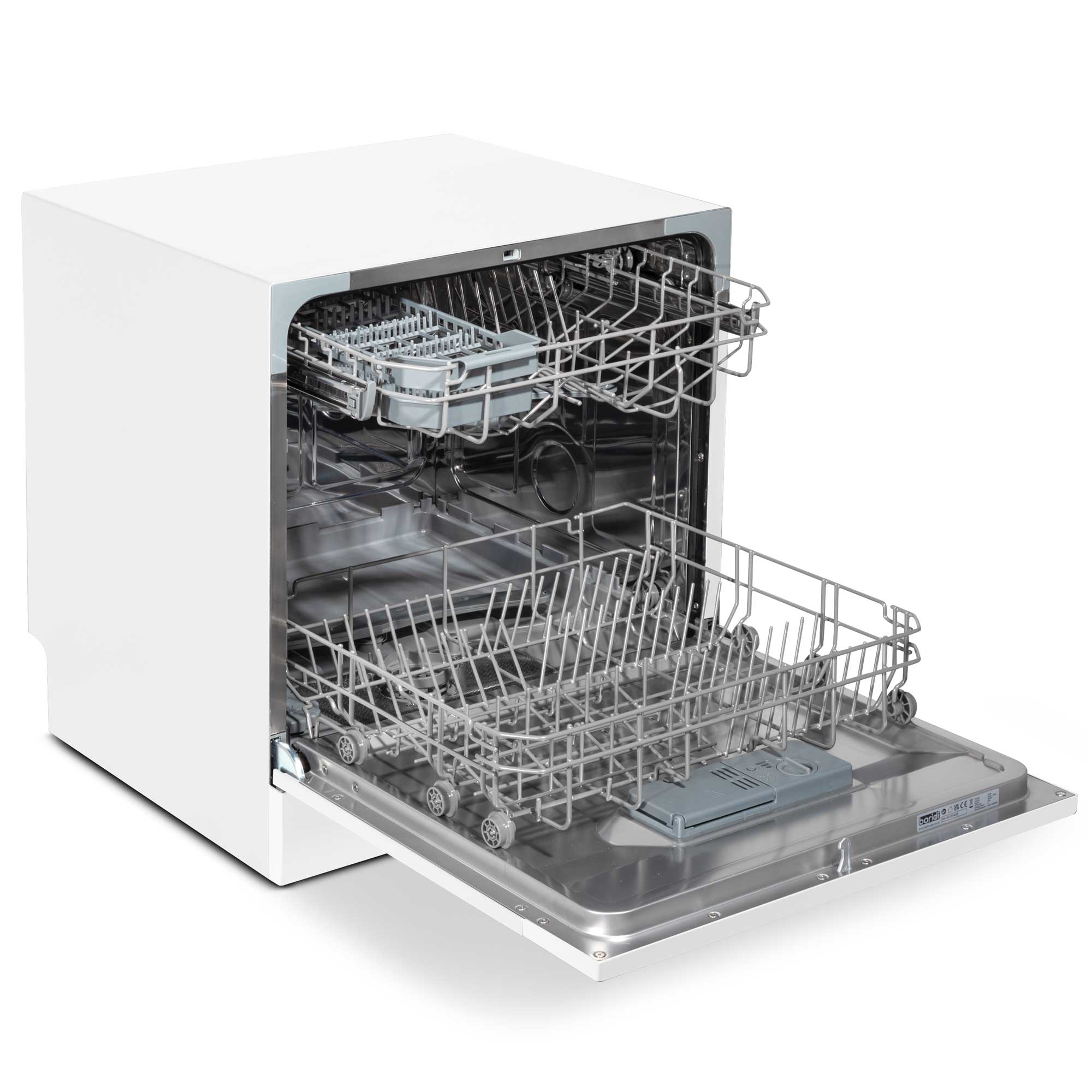 Baridi Compact Tabletop Dishwasher - 8 Place Settings, 6 Wash Programs, Ultra Quiet (42dB), 8L Capacity in White (Model DH86) | Perfect for Small Kitchens, Apartments, Dorms & RVs