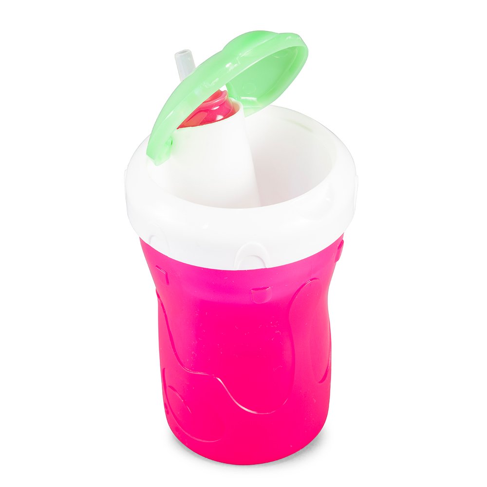 BooginHead SippiSnack Cup with Snack Holder - Leak-Proof Spill-Resistant Toddler Sippy Cup & Snack Container, BPA-Free, Pink & Green - Perfect for On-the-Go Feeding, Travel, Daycare & Playtime
