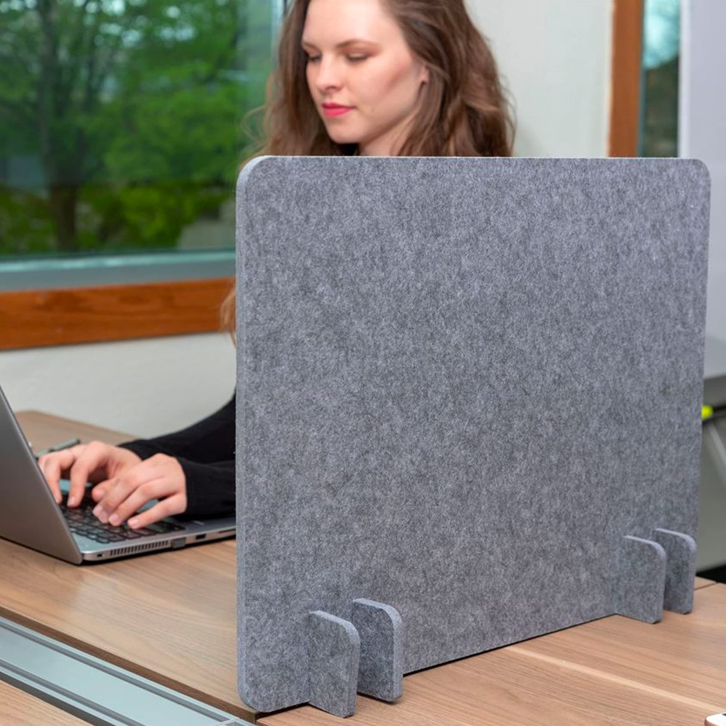 Noise Reducing Acoustic Desk Divider - Freestanding Privacy Panel for Office & Home Workspaces (Castle Gray, 20.9