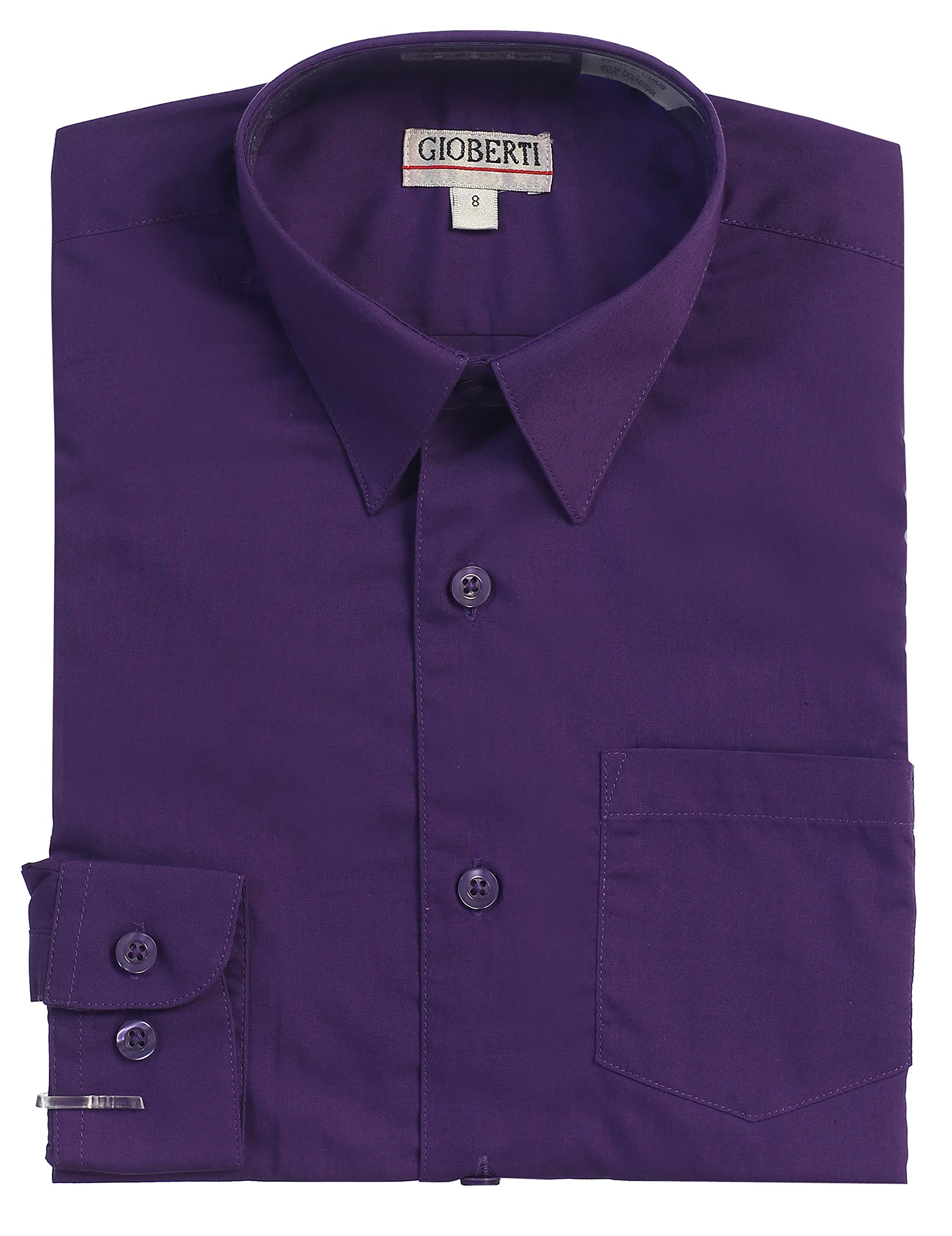 Gioberti Boys Long Sleeve Solid Dress Shirt for School, Church & Formal Occasions | Premium Cotton Button Down Shirt for Kids