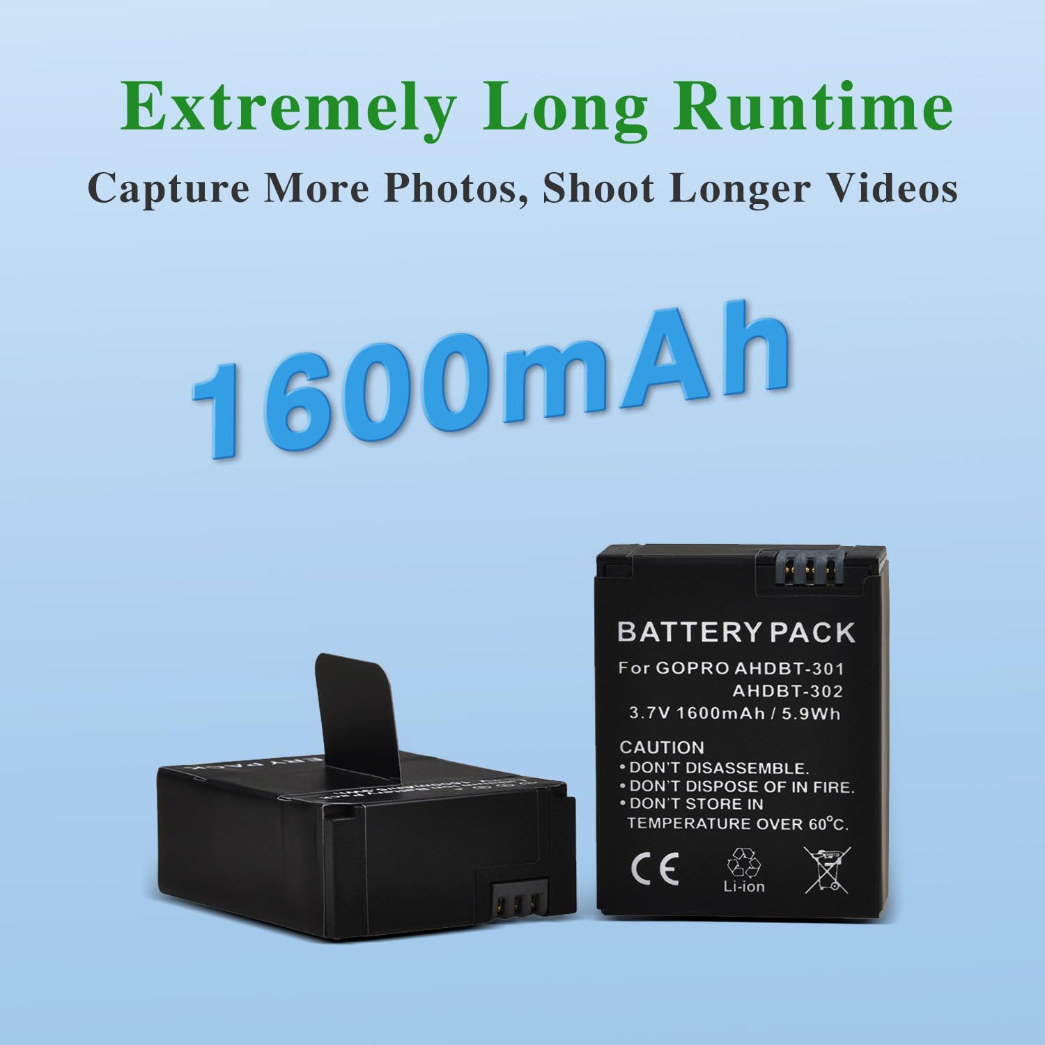 GoPro Hero 3 & Hero 3+ Replacement Battery 3-Pack with LCD Dual Charger - Compatible with AHDBT-301 & AHDBT-302 - Perfect for Outdoor Adventures, Travel Vlogging & Action Camera Enthusiasts
