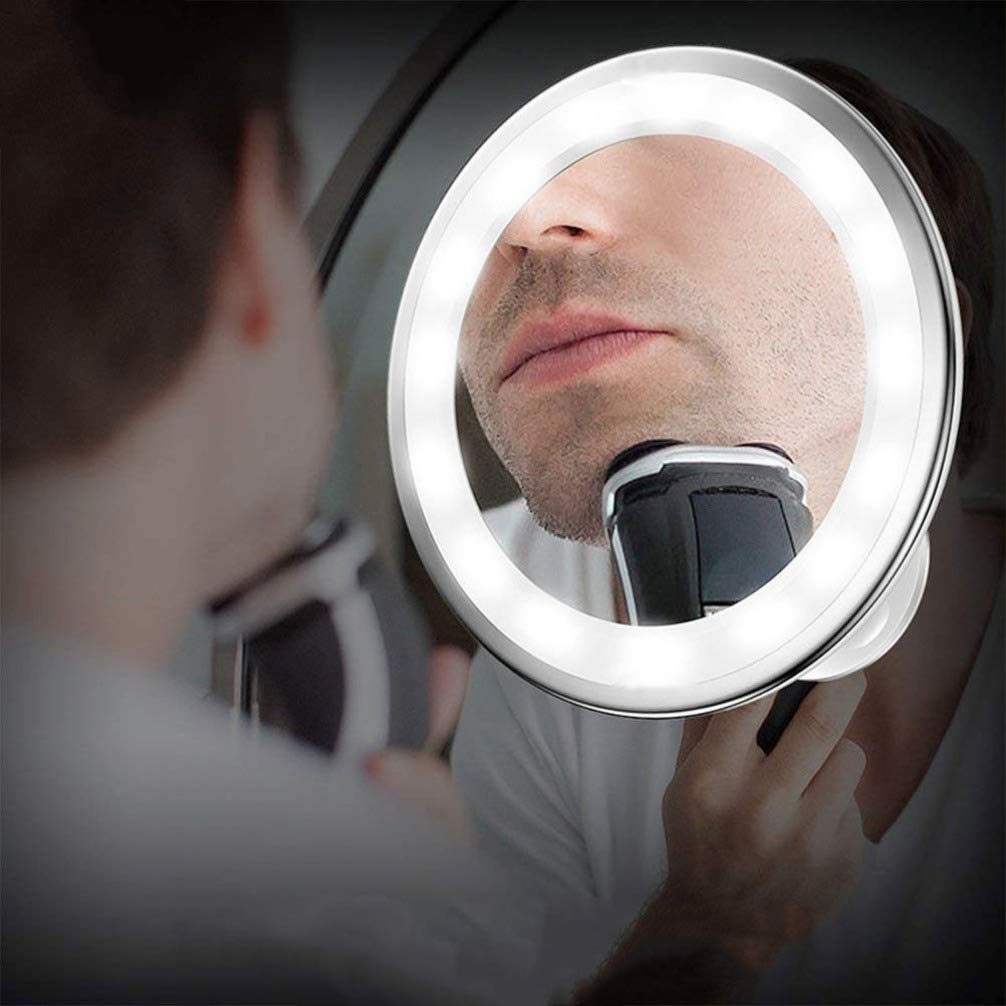 Beaupretty Wall-Mounted LED Vanity Mirror with Dimmable Lights, Suction Cup, Rotating Design - Perfect for Makeup, Skincare, and Dressing Table Lighting