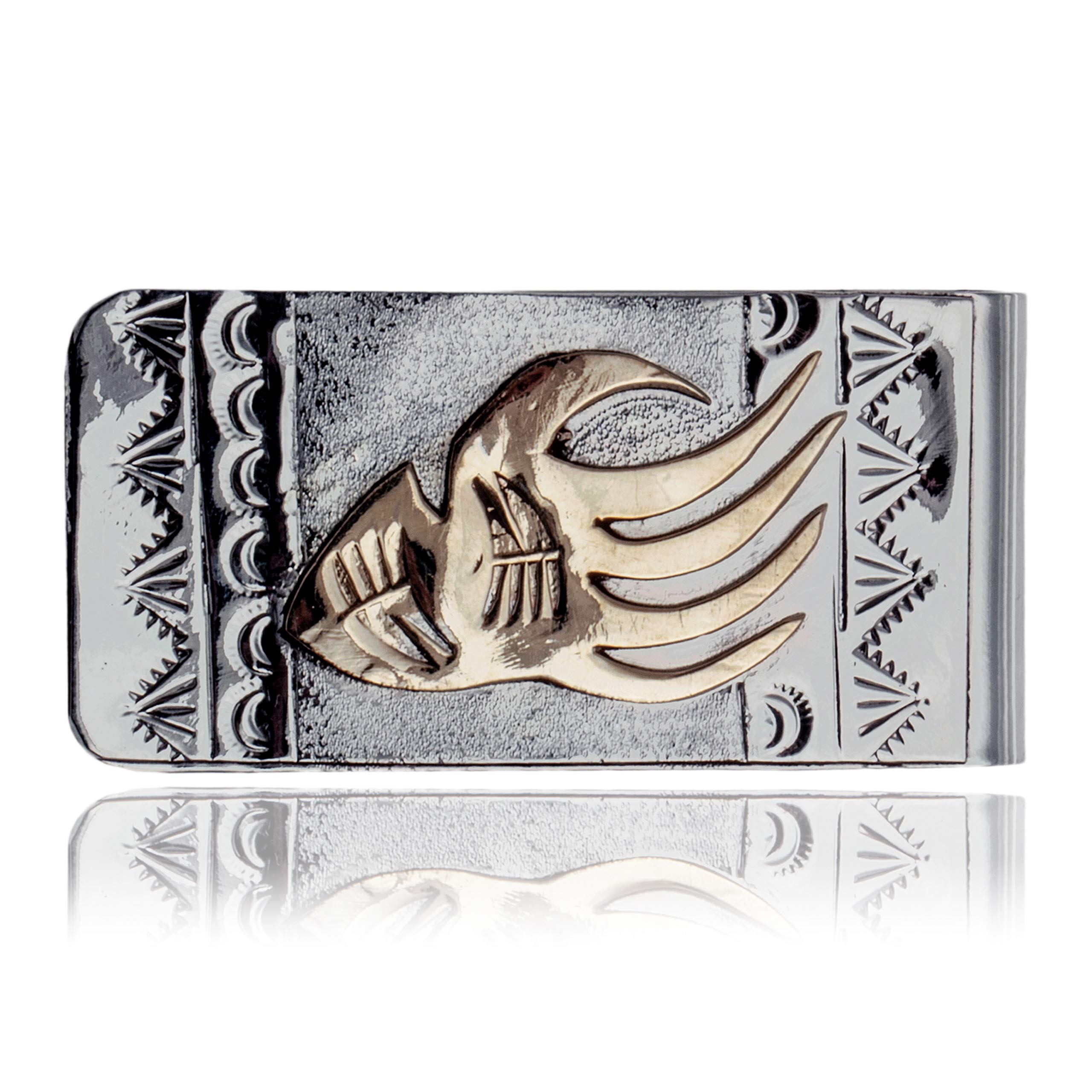 12kt Gold Filled Silver Bear Paw Navajo Native American Money Clip - Handmade by Loma Siiva - Certified Authentic - Perfect Gift for Collectors & Western Style Enthusiasts