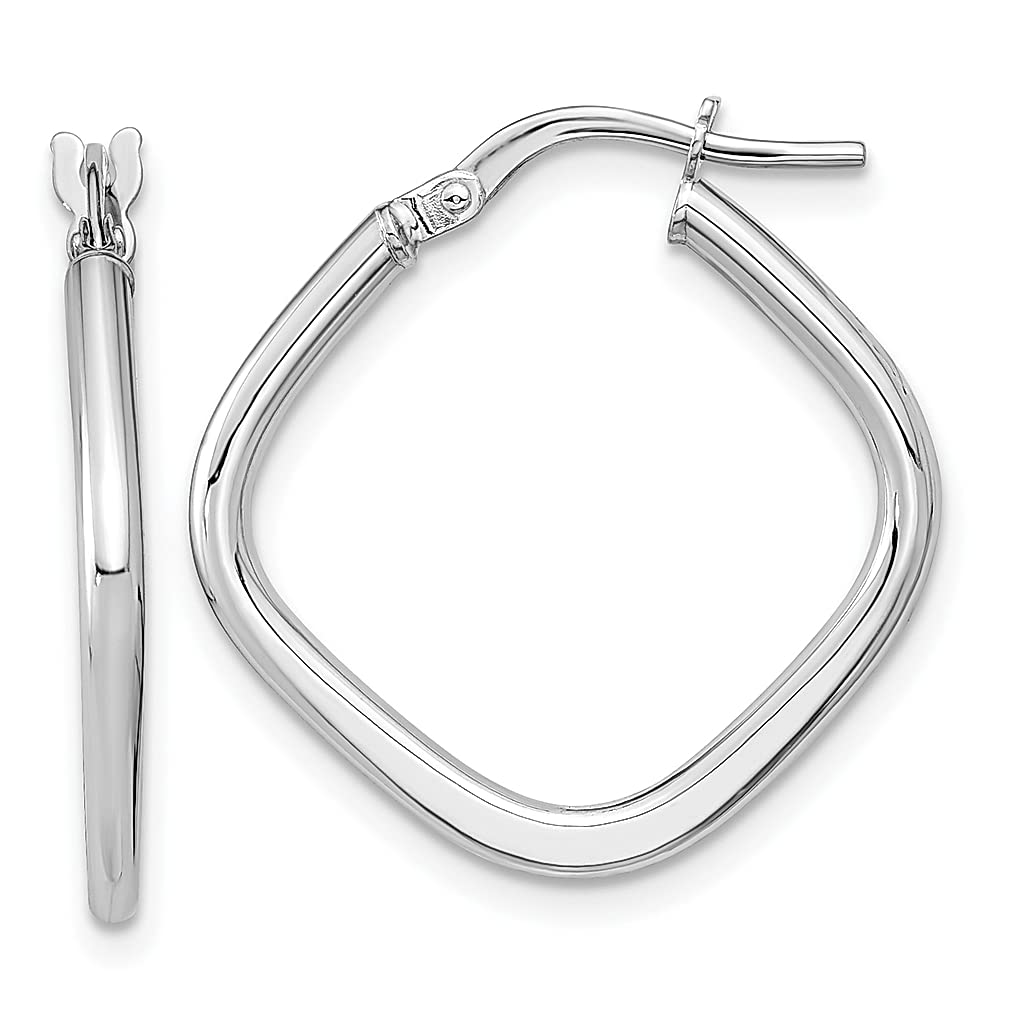 14K White Gold Square Hoop Earrings for Women - Elegant Fine Jewelry Gift for Her - Perfect for Weddings, Anniversaries & Special Occasions