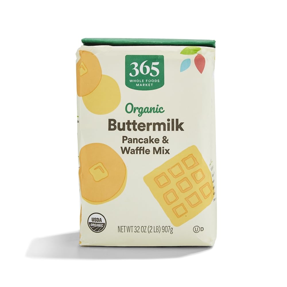 Organic Buttermilk Pancake & Waffle Mix by 365 Whole Foods Market - 32oz | Non-GMO, Easy Breakfast Solution for Fluffy Pancakes & Crispy Waffles | Perfect for Family Brunches, Camping Trips & Holiday Breakfasts