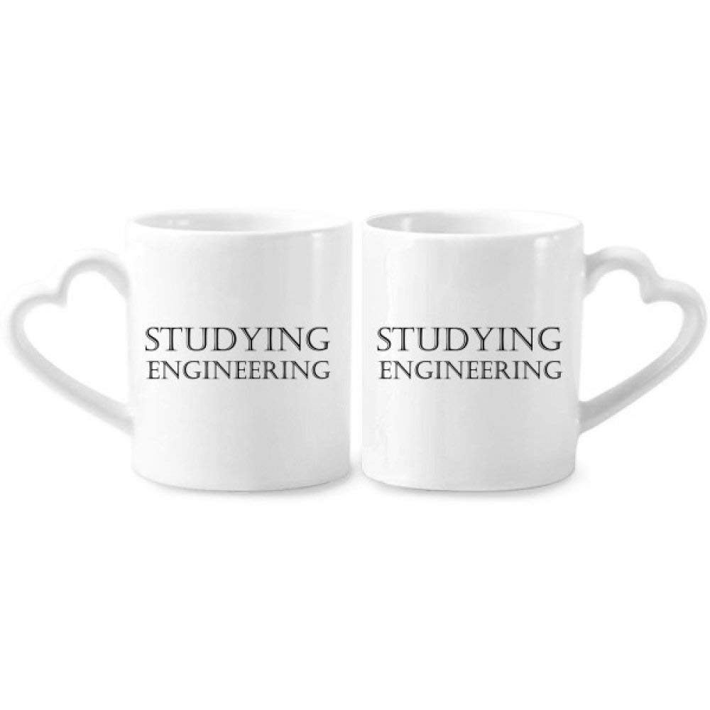 Engineering Couple Mugs - 12oz Ceramic Coffee Cups with Heart-Shaped Handle - Perfect Gift for Engineers, Students & Couples - Ideal for Valentine's Day, Anniversaries & Study Sessions