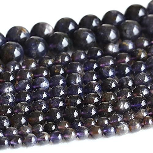 Natural Dark Blue Star Iolite Lynx Stone Dichroite Round Loose Gemstone Beads 8mm 16