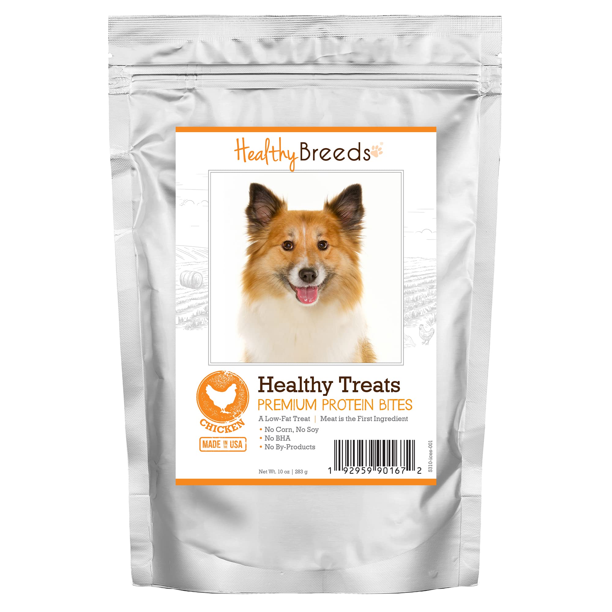 Healthy Breeds Icelandic Sheepdog Premium Protein Bites Chicken Dog Treats 10 oz - High Protein, Grain-Free, All-Natural Training & Rewards for Active Dogs