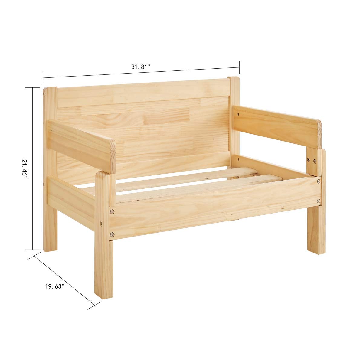 MUSEHOMEINC 2 in 1 Convertible Twin Bed Frame - Multifunctional Solid Wood Crib with Side Guardrails, Transforms into Chair or Sofa, Fits Standard Crib Mattress (Mattress Not Included) - Perfect for Nursery, Small Spaces & Multi-Purpose Rooms