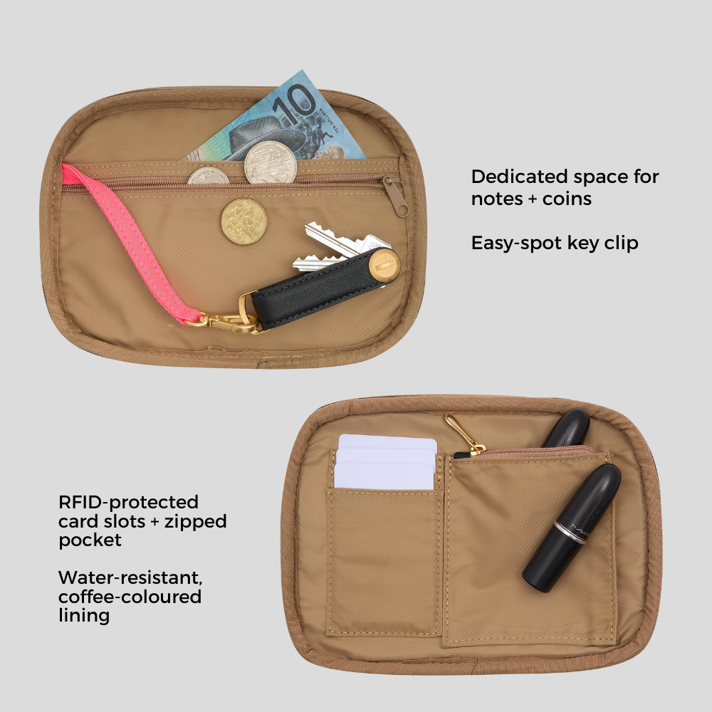 Mini Sidekick Leather Wallet Crossbody Bag - Tan Brown Genuine Leather for Women - Perfect for Travel, Shopping & Everyday Use