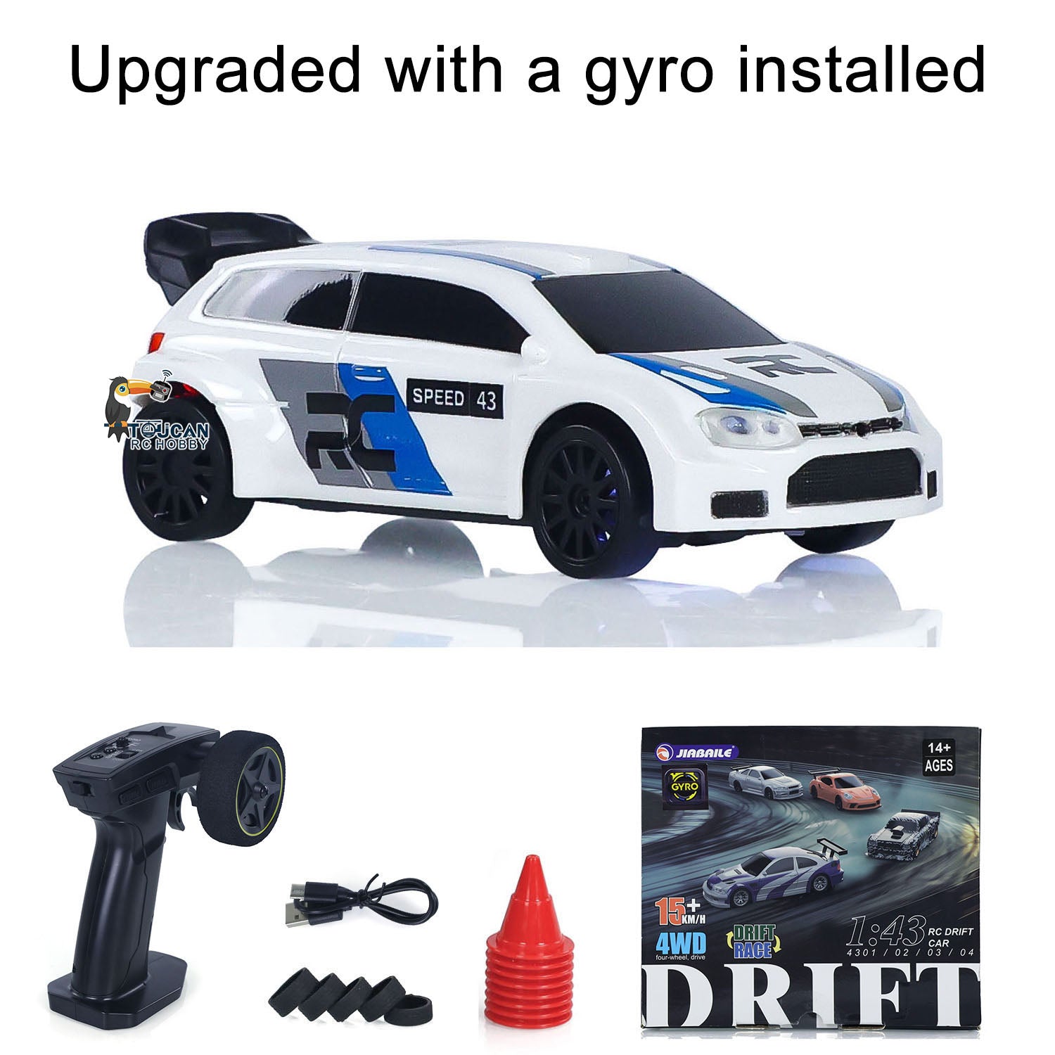 2.4GHz Mini RC Drift Car - 1/43 Scale High Speed 4WD Remote Control Racing Vehicle with Gyroscope & LED Lights - Ready to Run Toy Car for Kids & Adults - Perfect for Indoor Racing, Drift Challenges & Backyard Fun (US Stock)