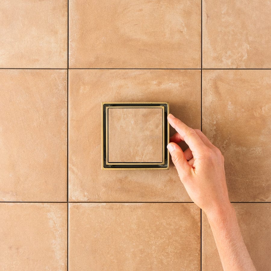 Antique Brass Tile Insert Floor Waste Drain - Perfect for Bathroom, Shower & Kitchen Renovations