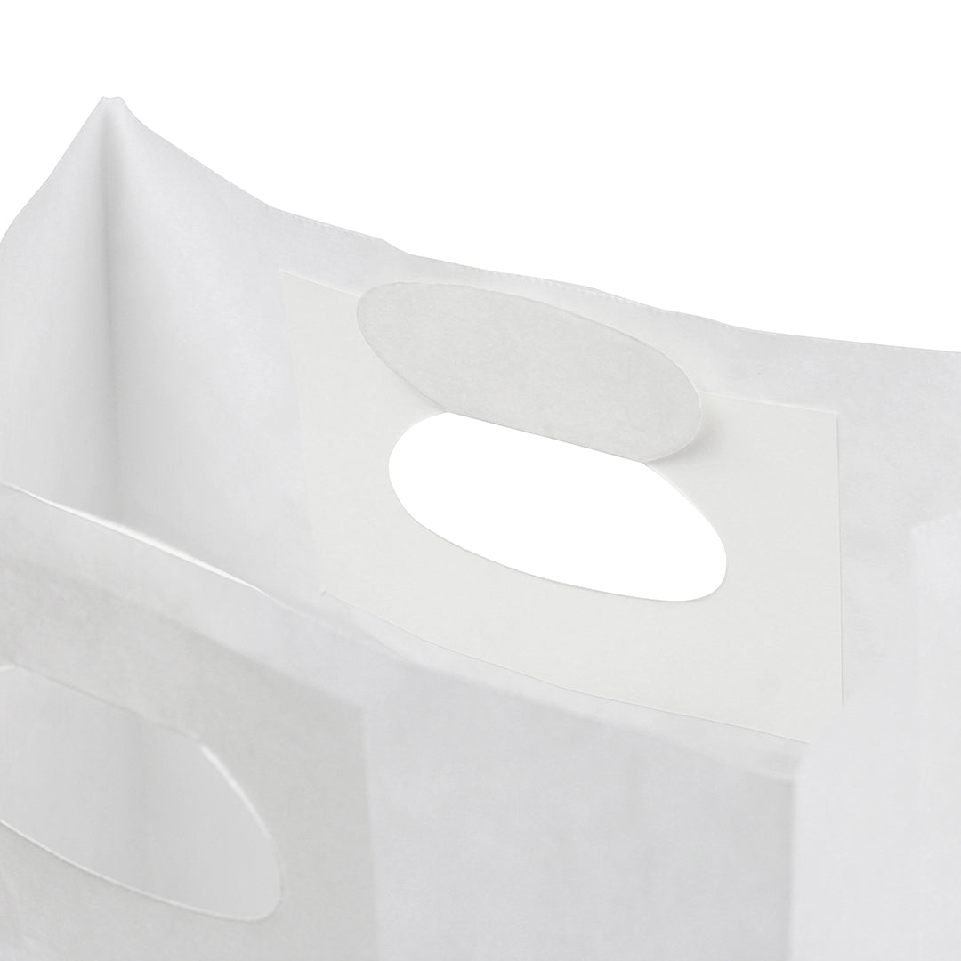 Eco-Friendly White Rectangle Paper Takeout Bags with Handles - 11