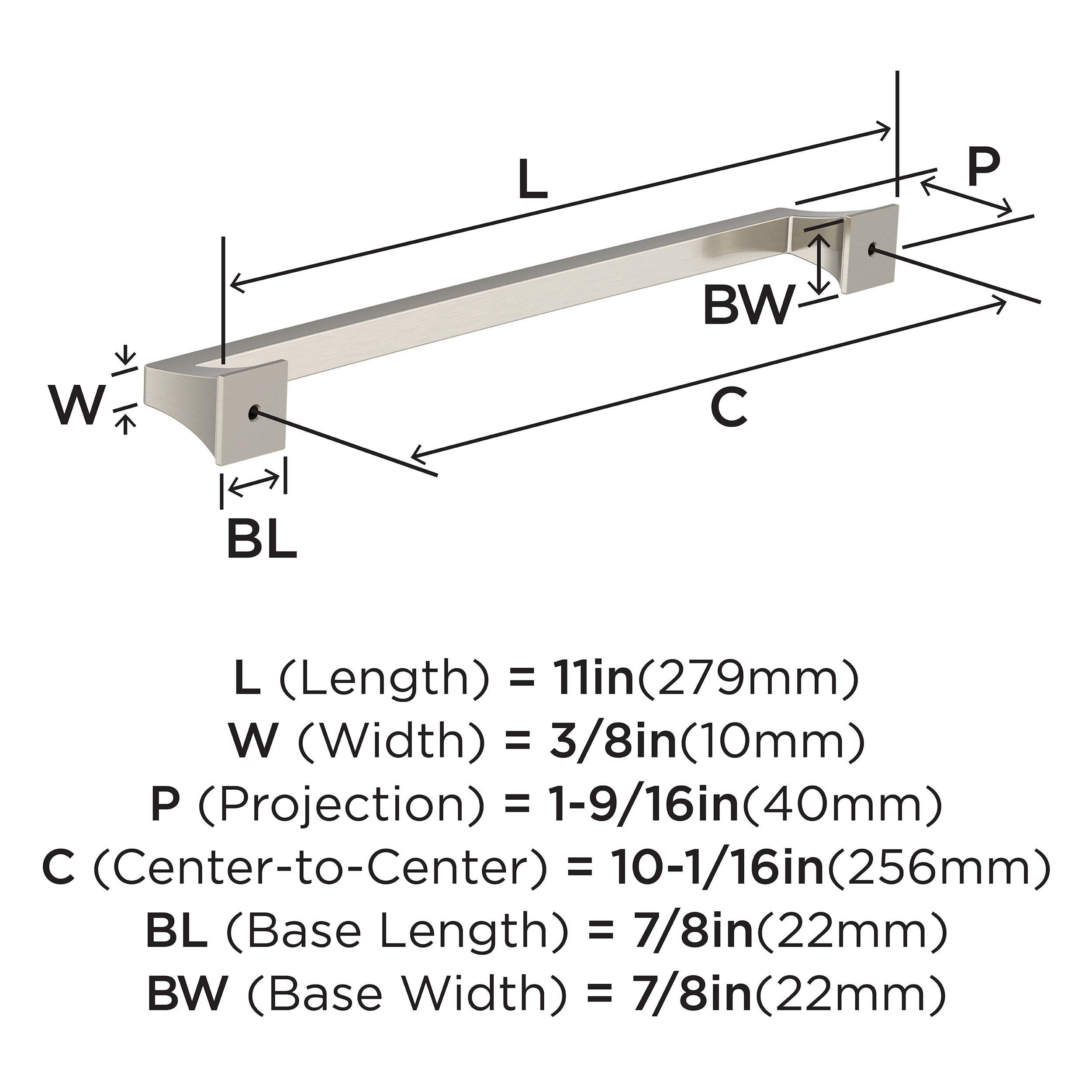 Amerock BP53536G10 Satin Nickel Cabinet Pull - 10-1/16 inch (256mm) Center-to-Center Drawer Handle - Mulholland Collection - Modern Kitchen Cabinet Hardware for Cabinets, Dressers & Furniture (Easy Installation, Durable Finish)