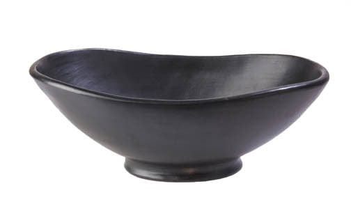 Authentic Chamba Large Oval Fruit Bowl with Base - Elegant Natural Black Clay Serving Bowl for Chips, Snacks, Fruits & Decor - Handmade in Colombia - Perfect for Parties, Kitchen Display & Gift Giving