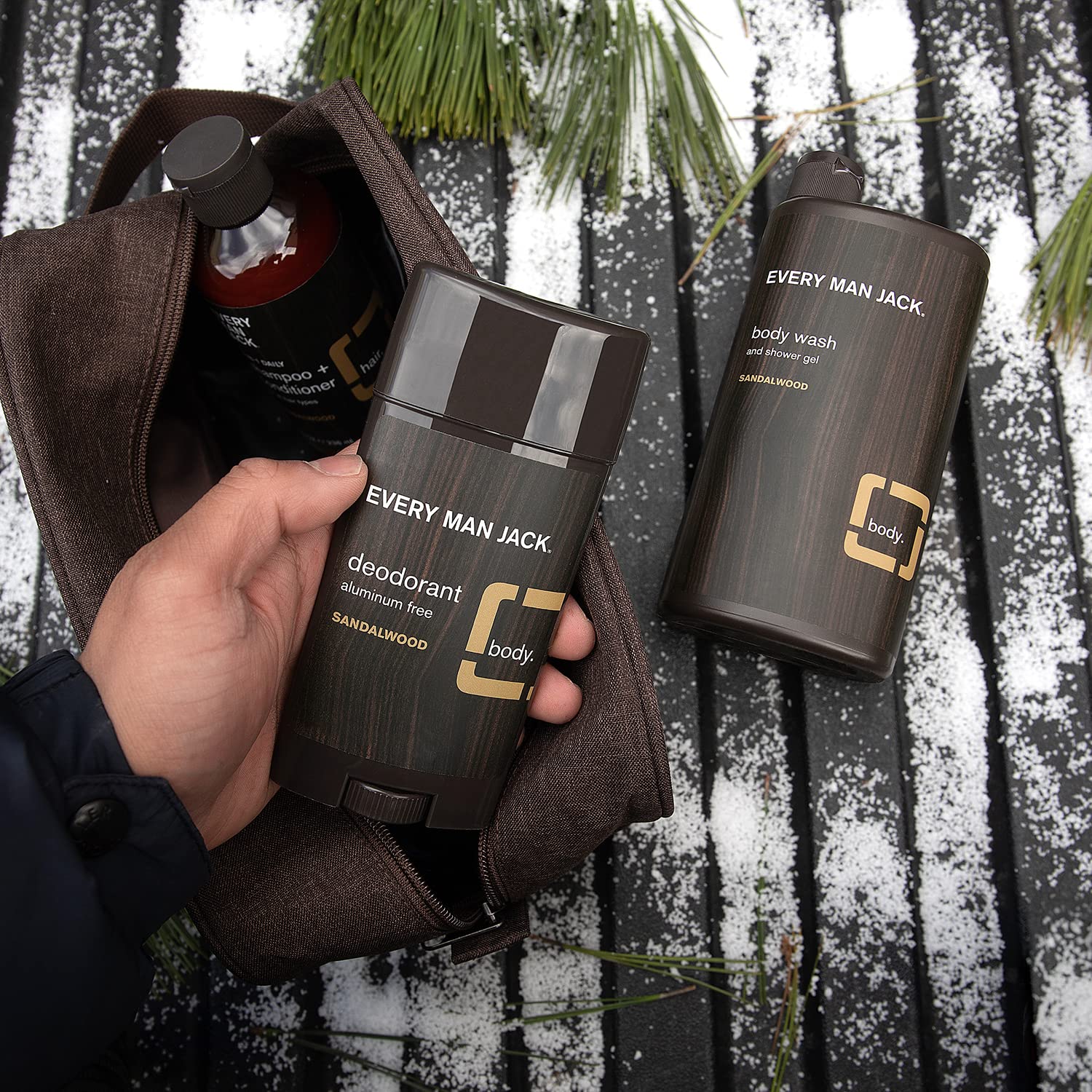 EVERY MAN JACK Sandalwood Body Wash & Lotion Kit for Men - Natural Moisturizing Grooming Set with Woody Fragrance - Perfect for Daily Shower, Travel & Gift Giving